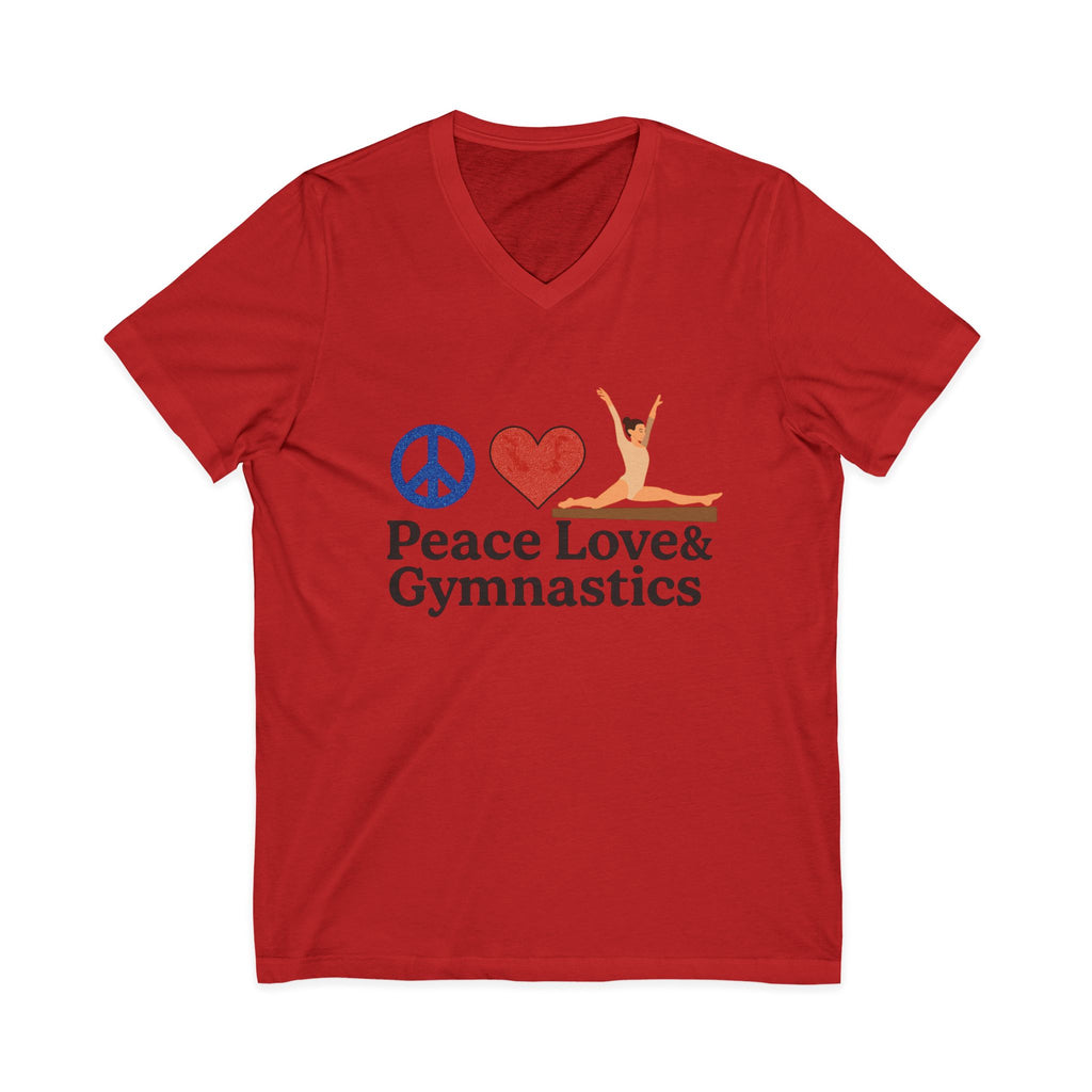 Peace, Love & Gymnastics V-Neck Tee