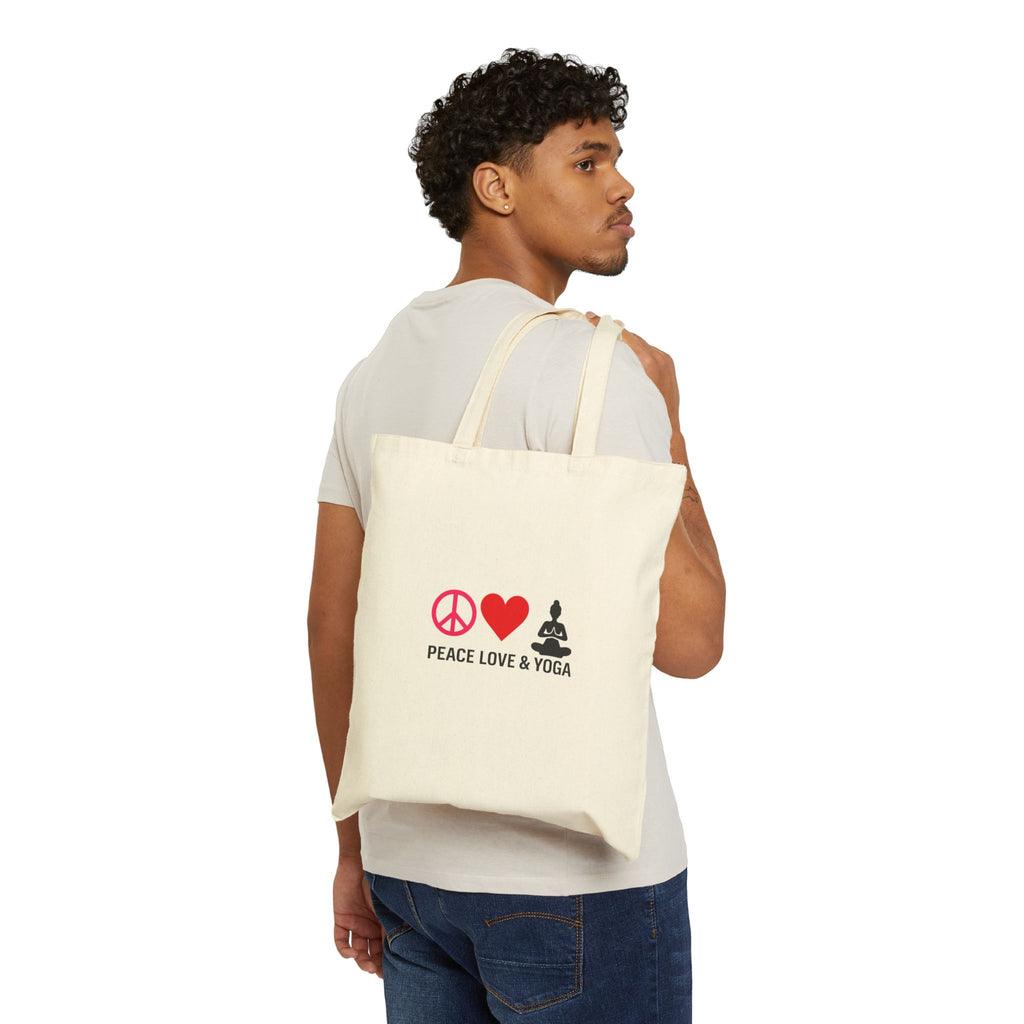 Peace Love & Yoga Cotton Canvas Tote Bag