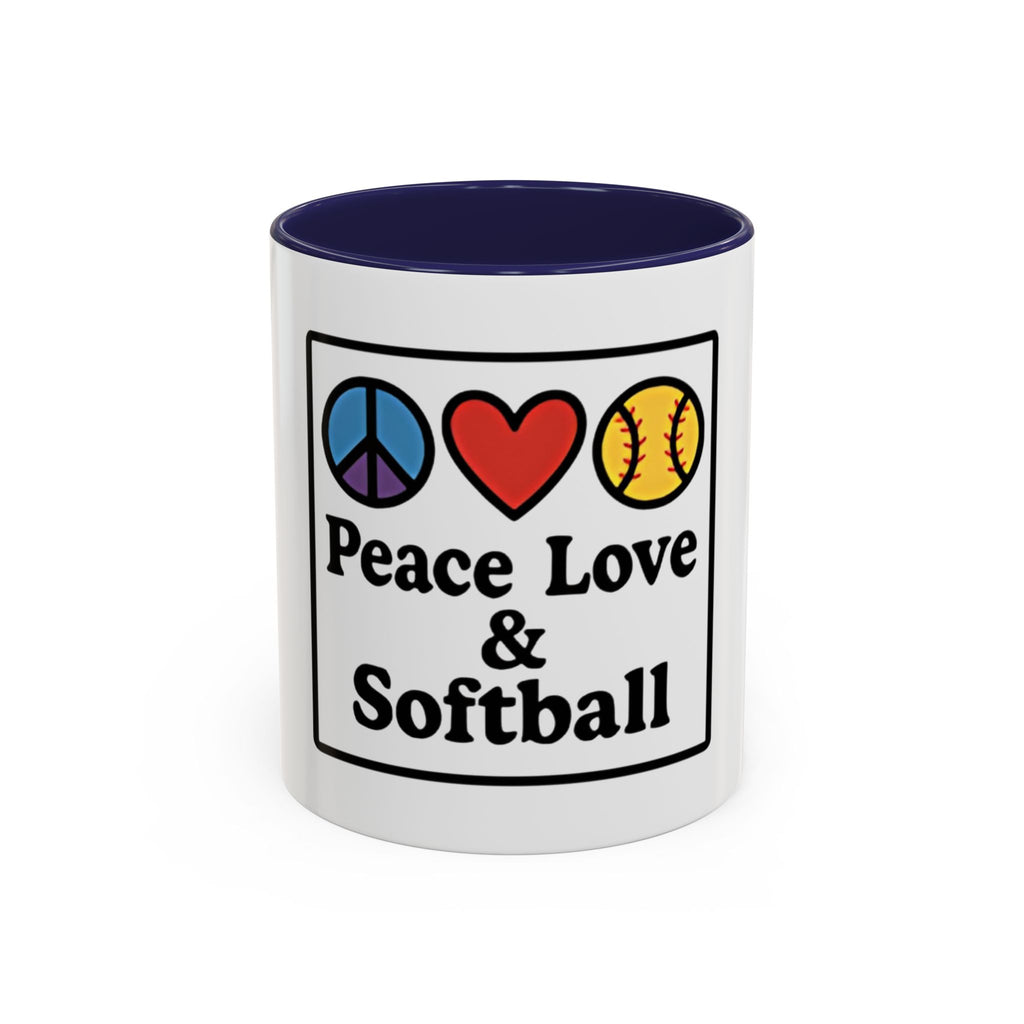 Peace Love Softball Coffee Mug, Sporty Mug for Softball Fans