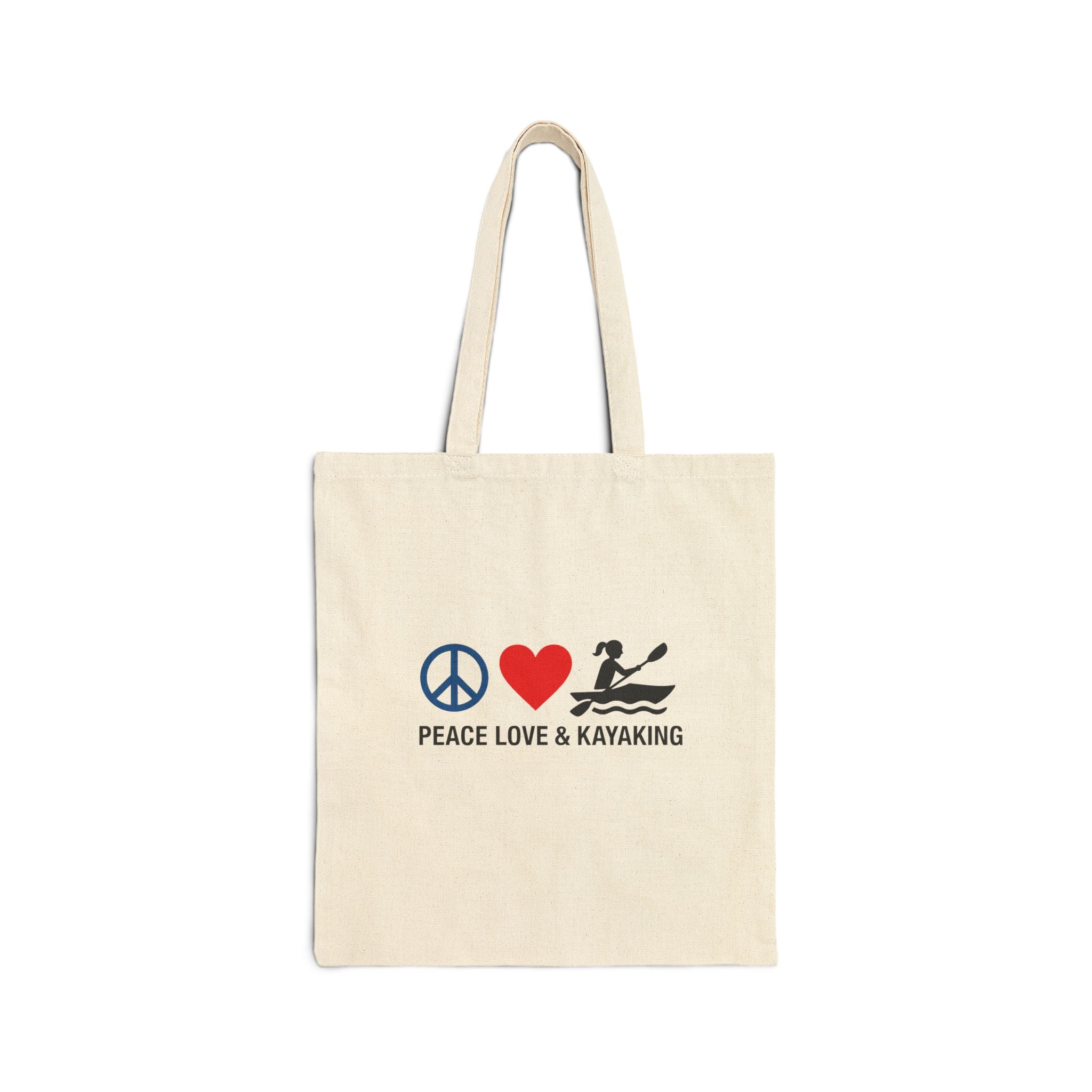Peace Love & Kayaking Cotton Canvas Tote Bag