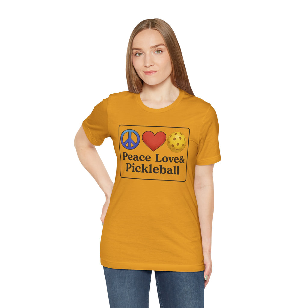 Peace Love & Pickleball Unisex Tee, Fun Pickleball Shirt