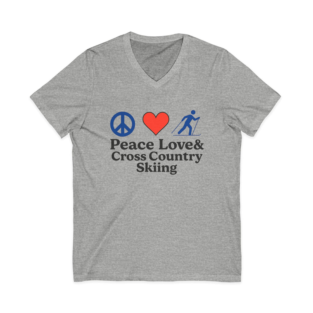 Peace Love & Cross Country Skiing V-Neck Tee