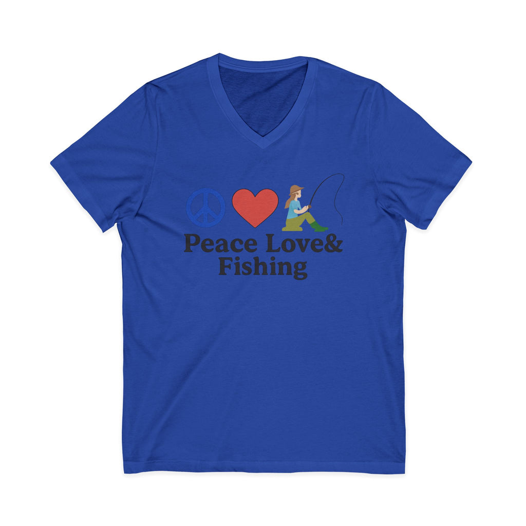 Peace Love & Fishing V-Neck Tee