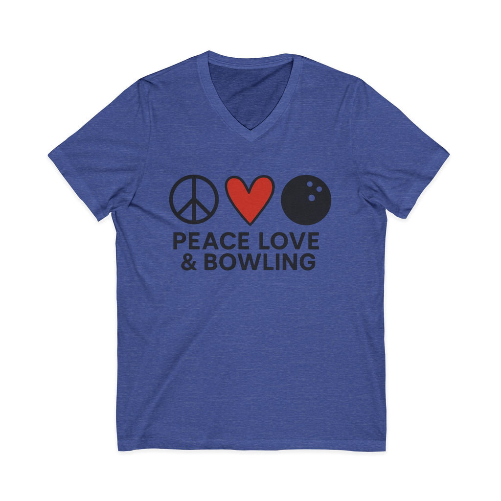 Peace, Love & Bowling V-Neck Tee