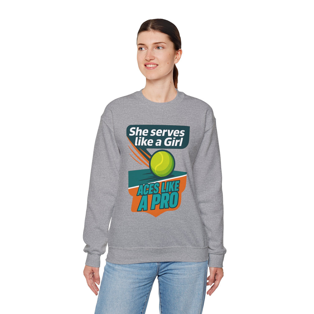 She Serves Like A Girl Sweatshirt, Unisex Crewneck