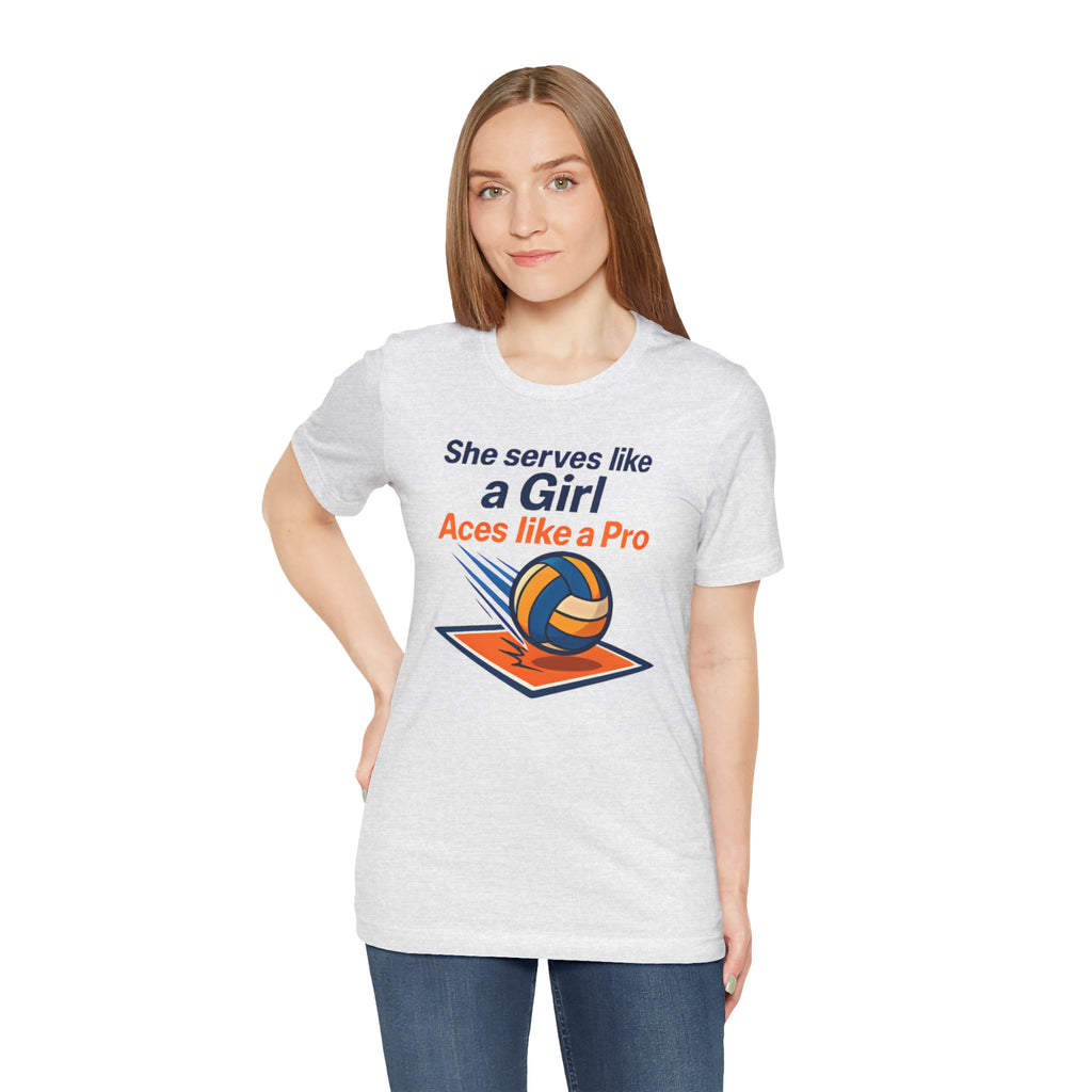 She Serves Like a Girl Tee, Volleyball Shirt