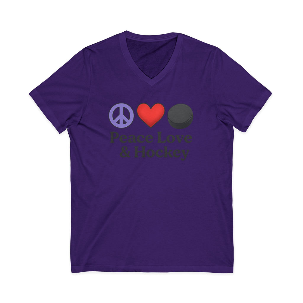 Peace Love & Hockey V-Neck Tee