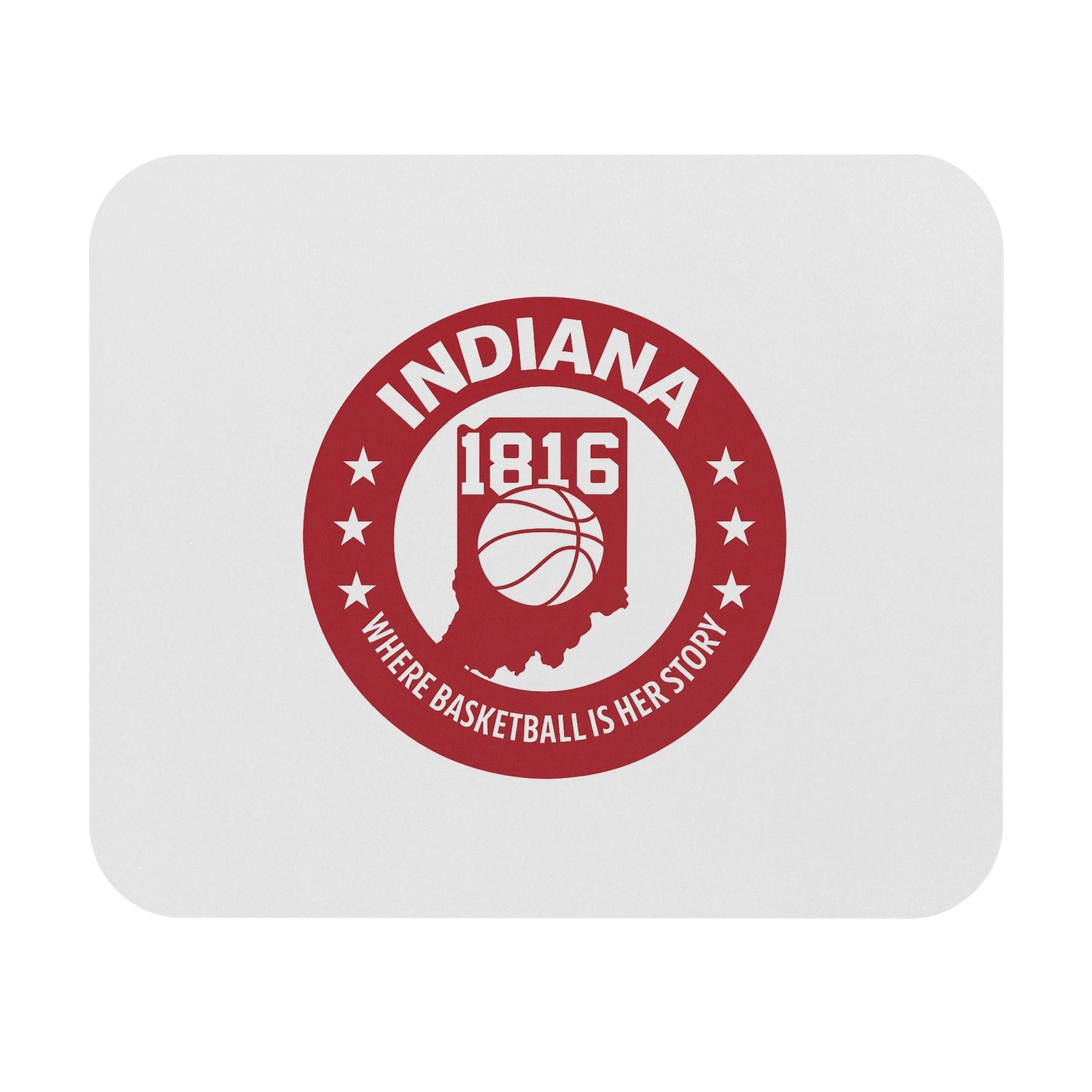 Indiana 1816 Basketball Mouse Pad — "Where Basketball Is Her Story" Desk Mat
