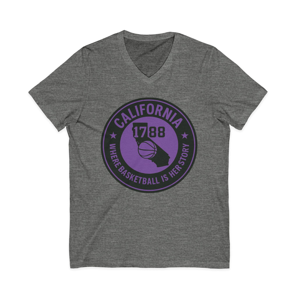 California Basketball Herstory V-Neck Tee