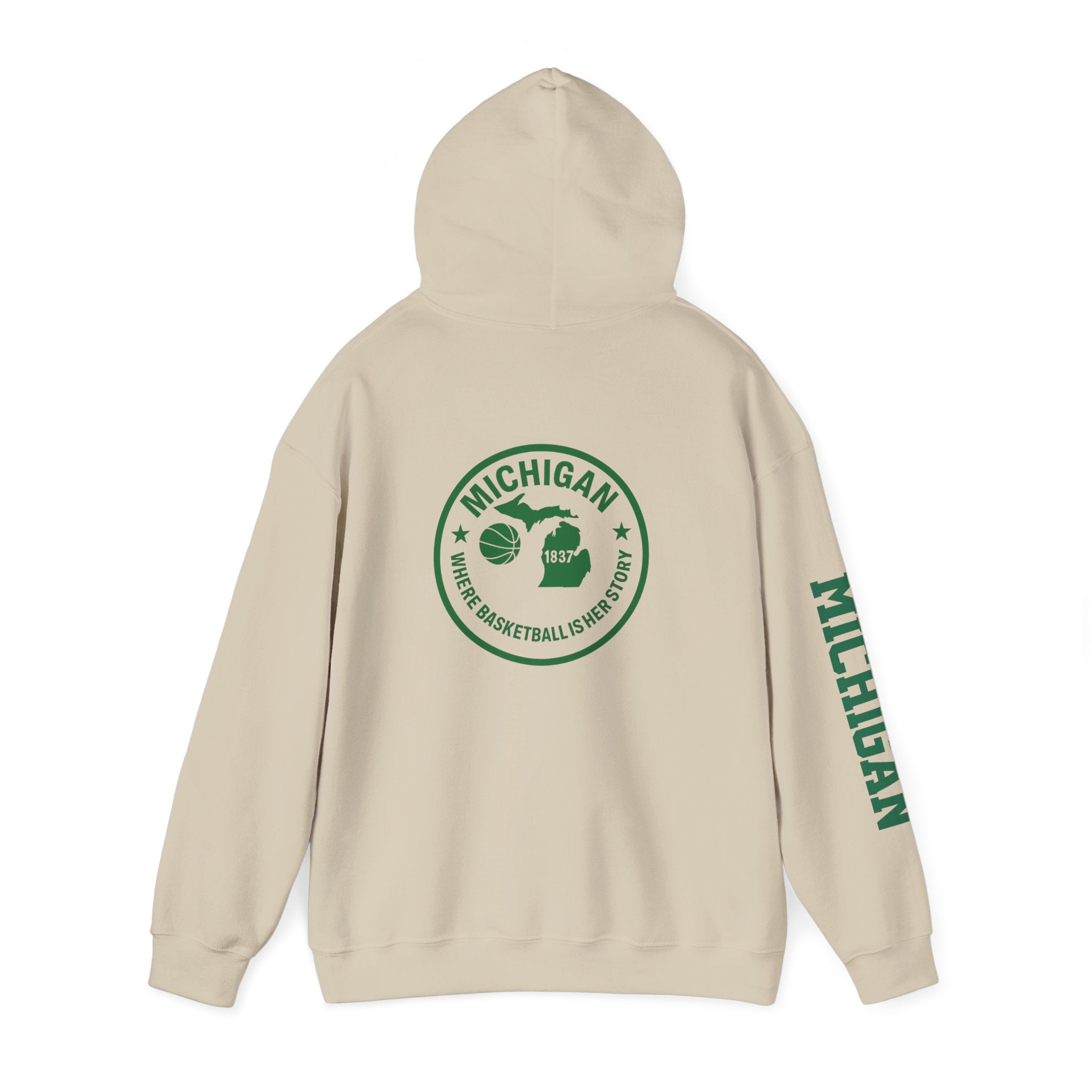 Michigan Basketball Hoodie - Retro Green Emblem "Where Basketball Is The North"