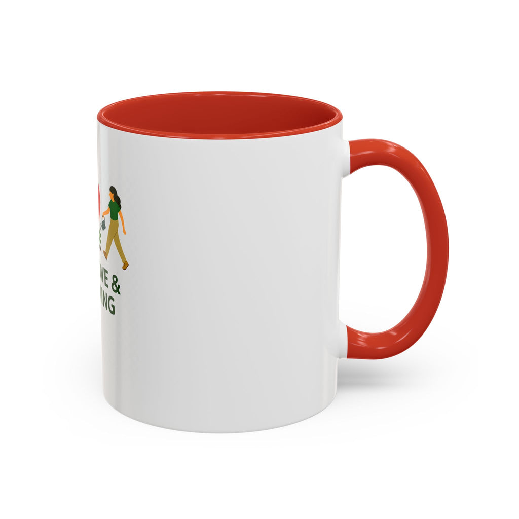 Peace, Love & Gardening Accent Coffee Mug — Gardener Gift (11/15oz)