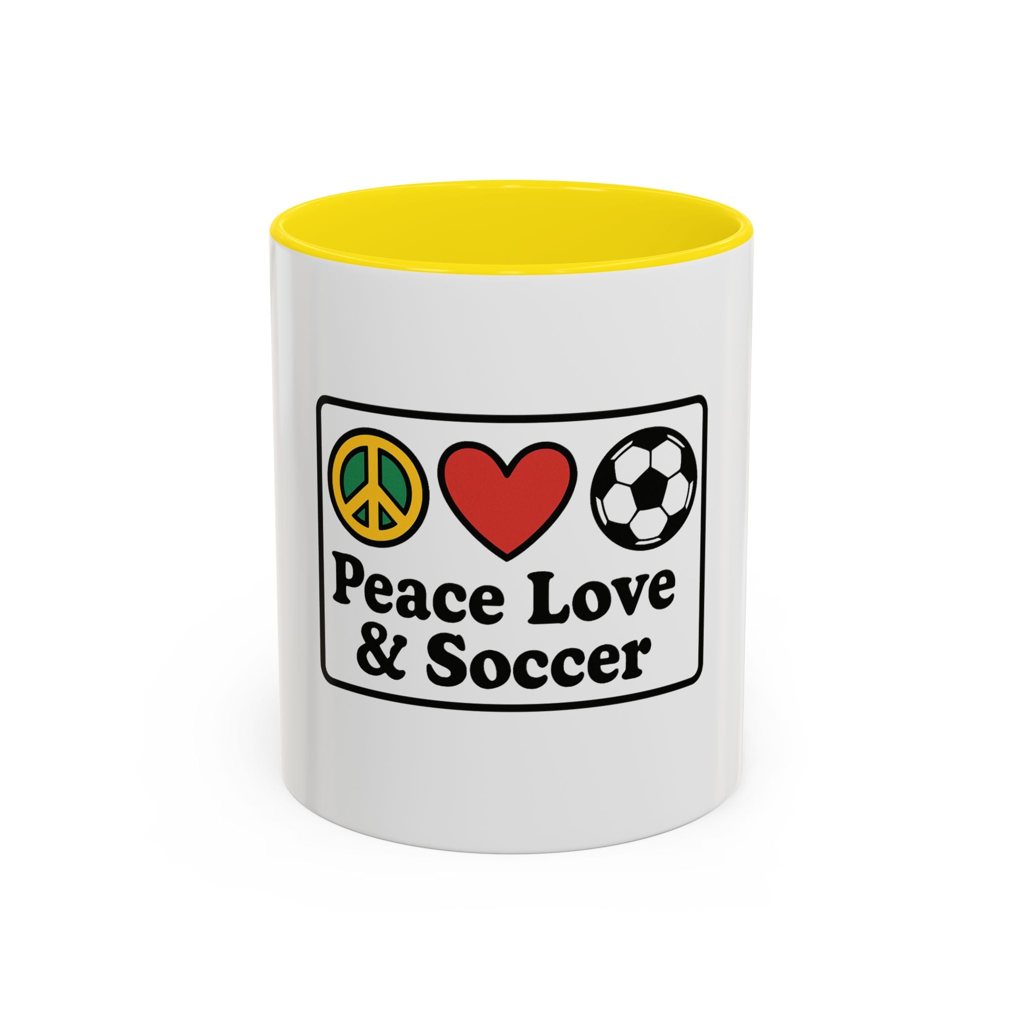 Peace Love & Soccer Coffee Mug - Fun Soccer Gift for Fans