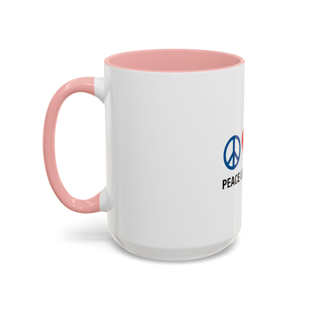 Peace Love & Kayaking Accent Coffee Mug — Kayaker Gift, 11/15oz