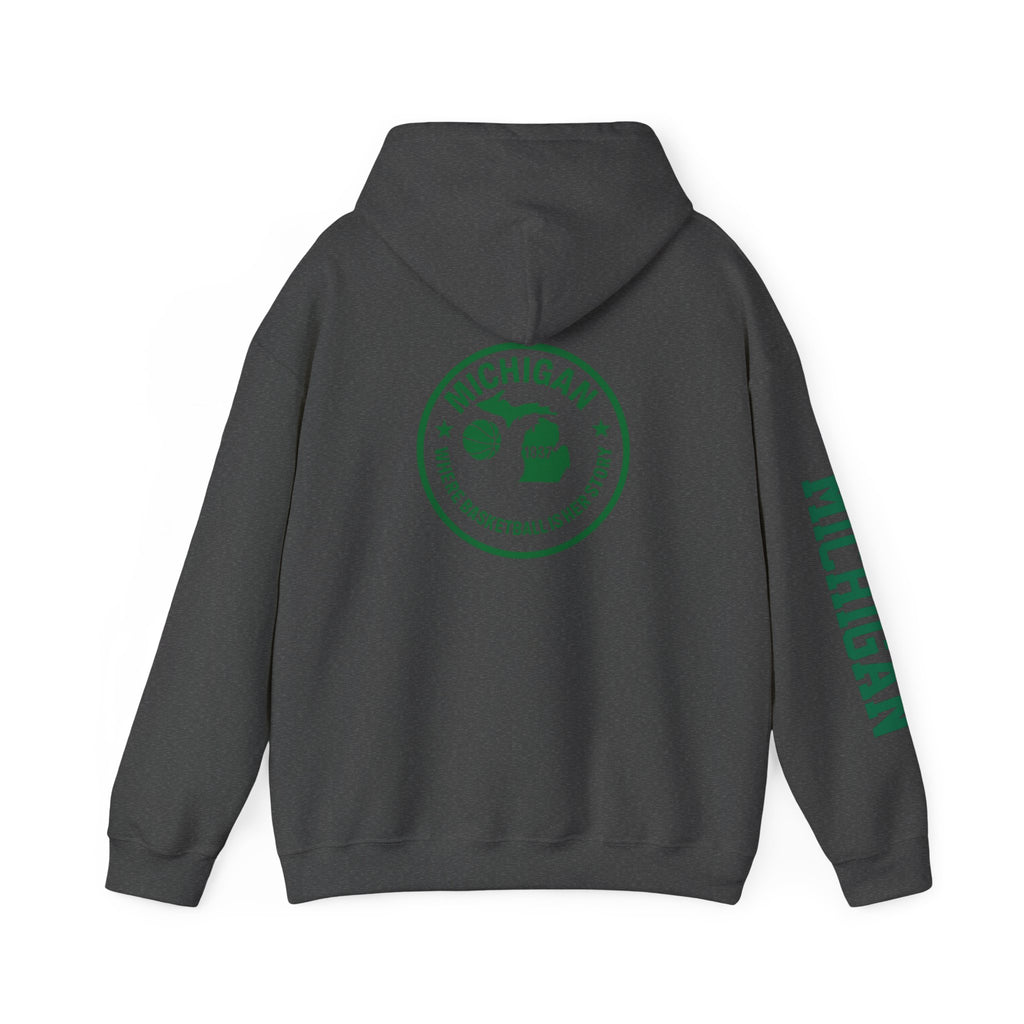 Michigan Basketball Hoodie - Retro Green Emblem "Where Basketball Is The North"