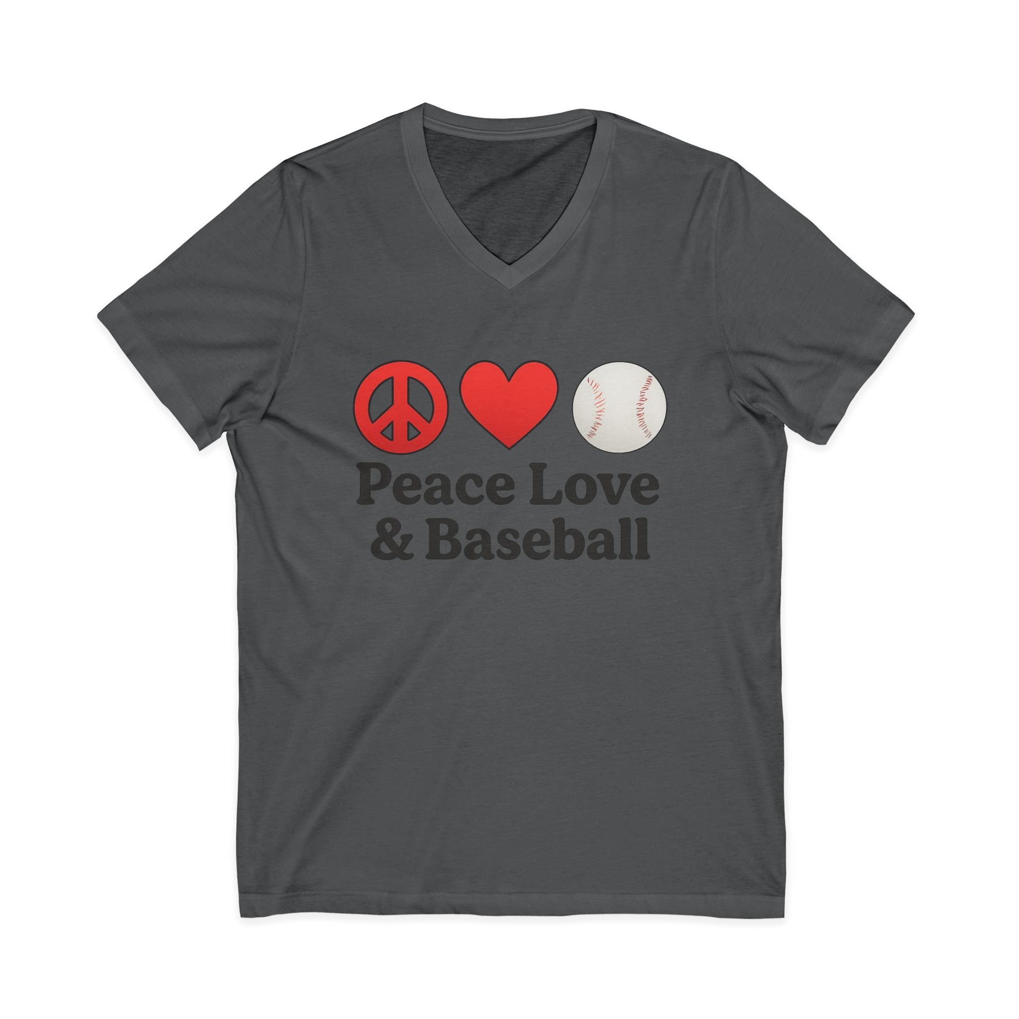 Peace Love & Baseball V-Neck Tee