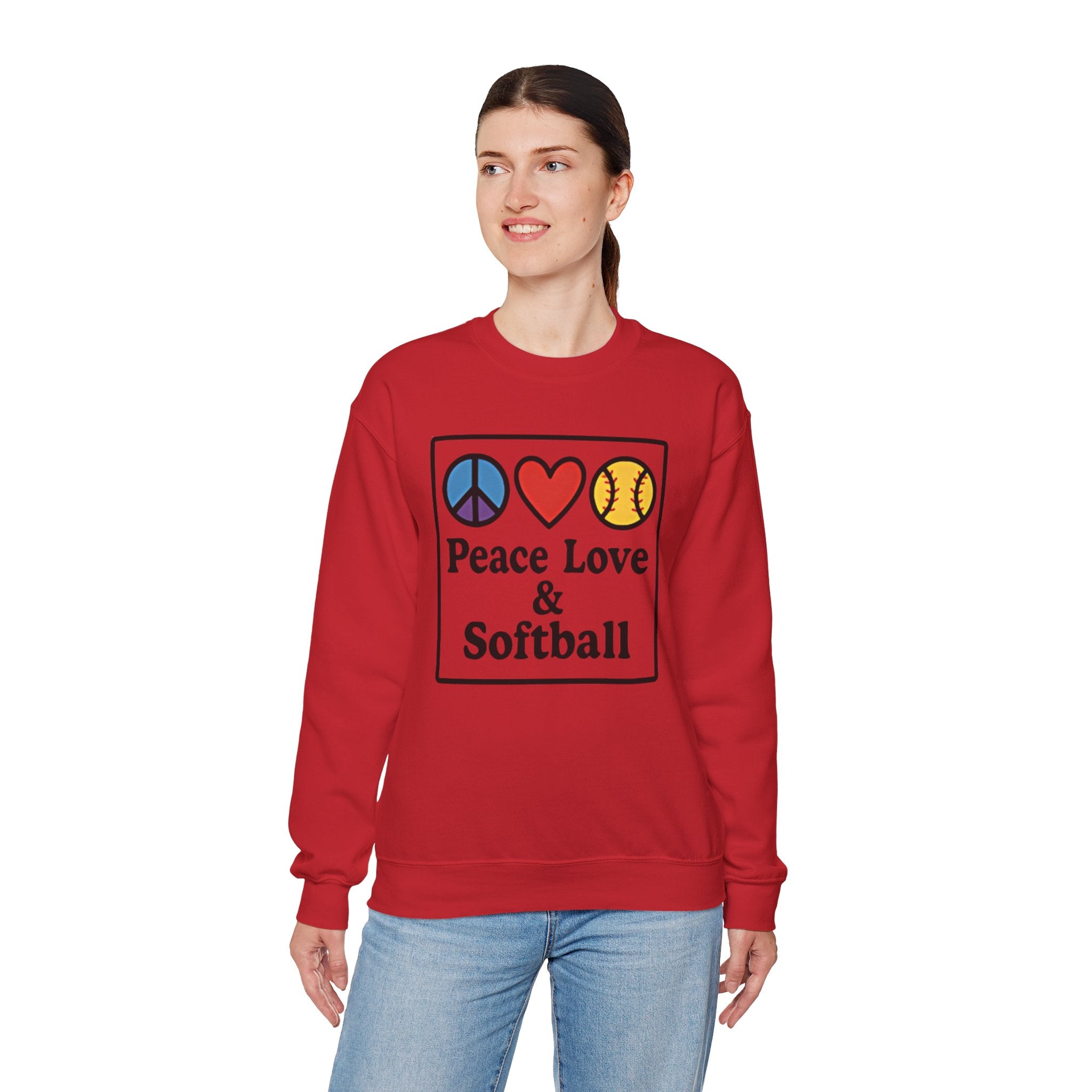 Peace Love & Softball Crewneck Sweatshirt