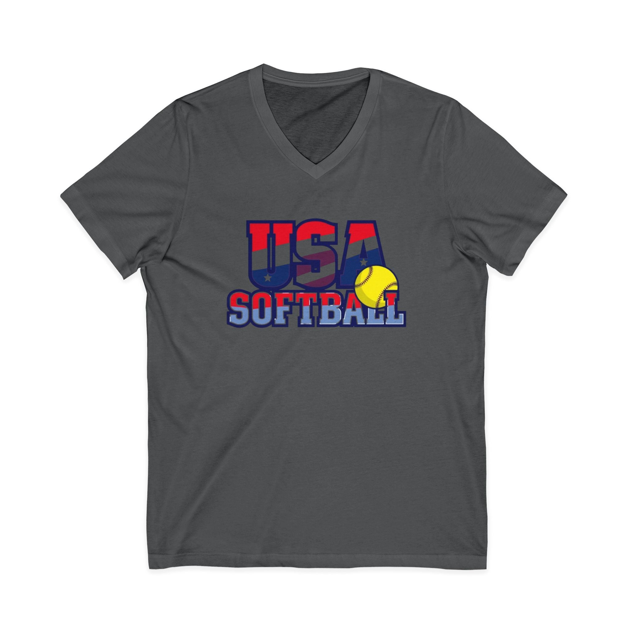 USA Softball V-Neck Tee for Sports Fans