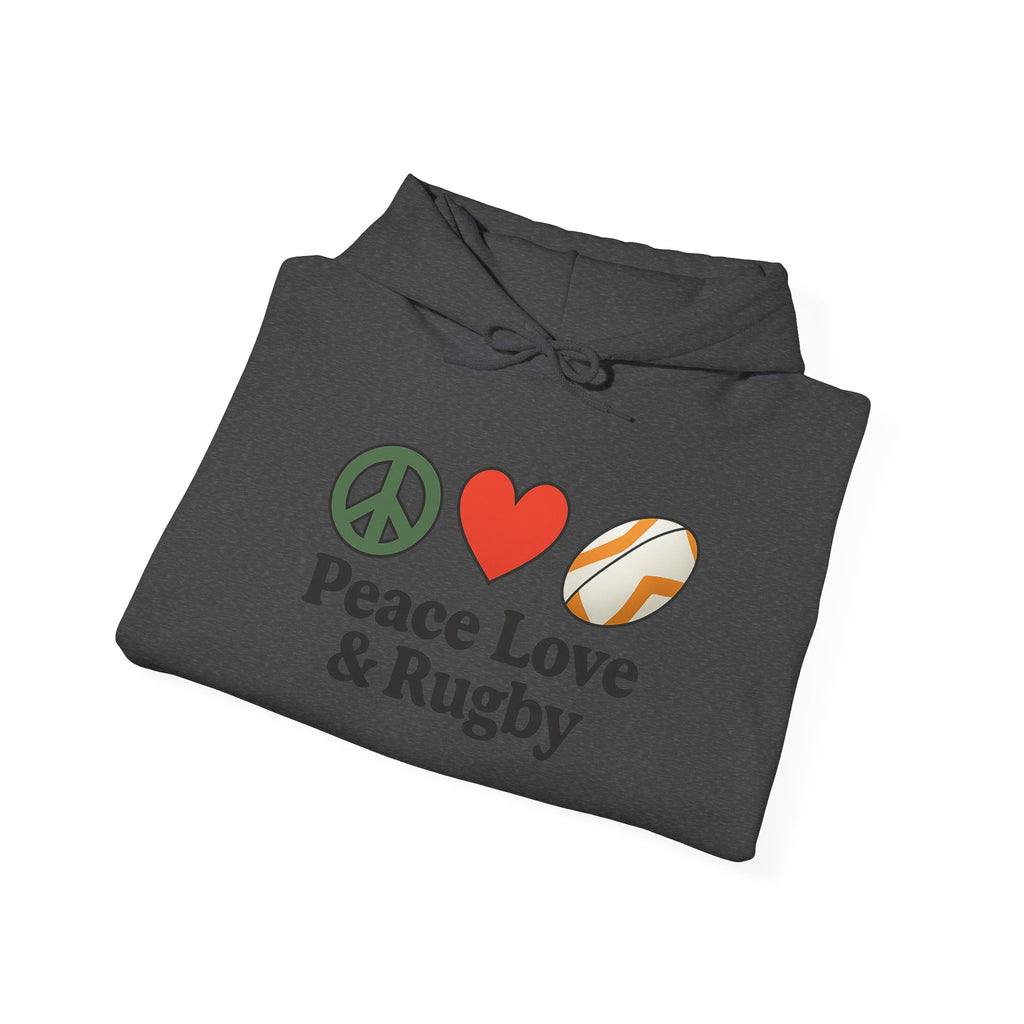 Peace Love & Rugby Hoodie – Rugby Peace Heart Graphic Sweatshirt