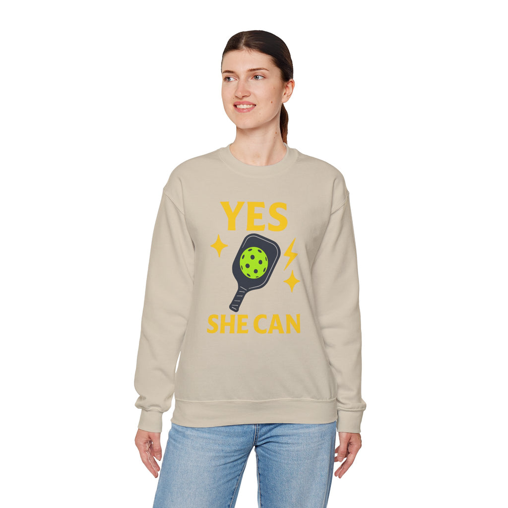 Yes, She Can Pickleball Sweatshirt, Unisex Crewneck