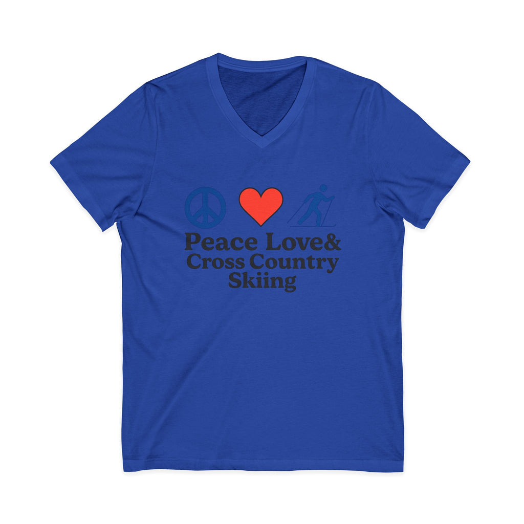 Peace Love & Cross Country Skiing V-Neck Tee