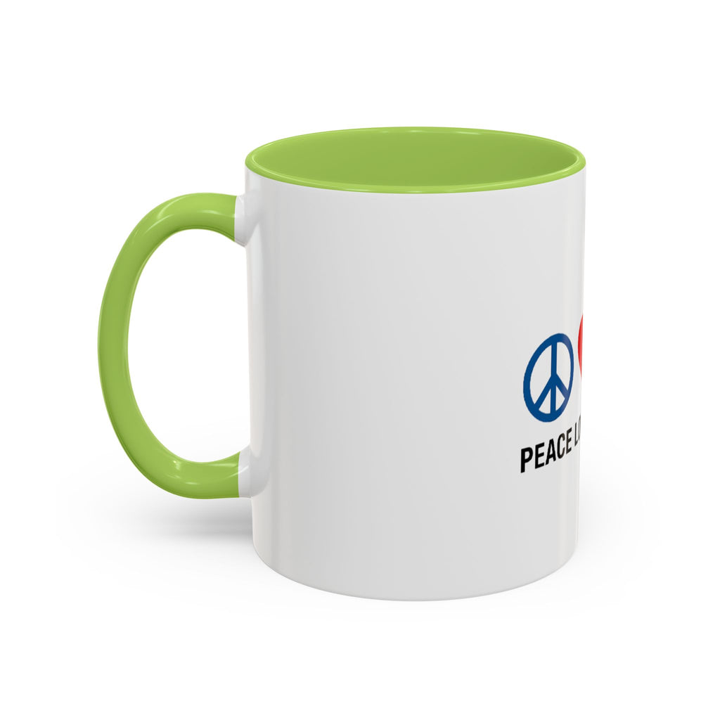 Peace Love & Kayaking Accent Coffee Mug — Kayaker Gift, 11/15oz