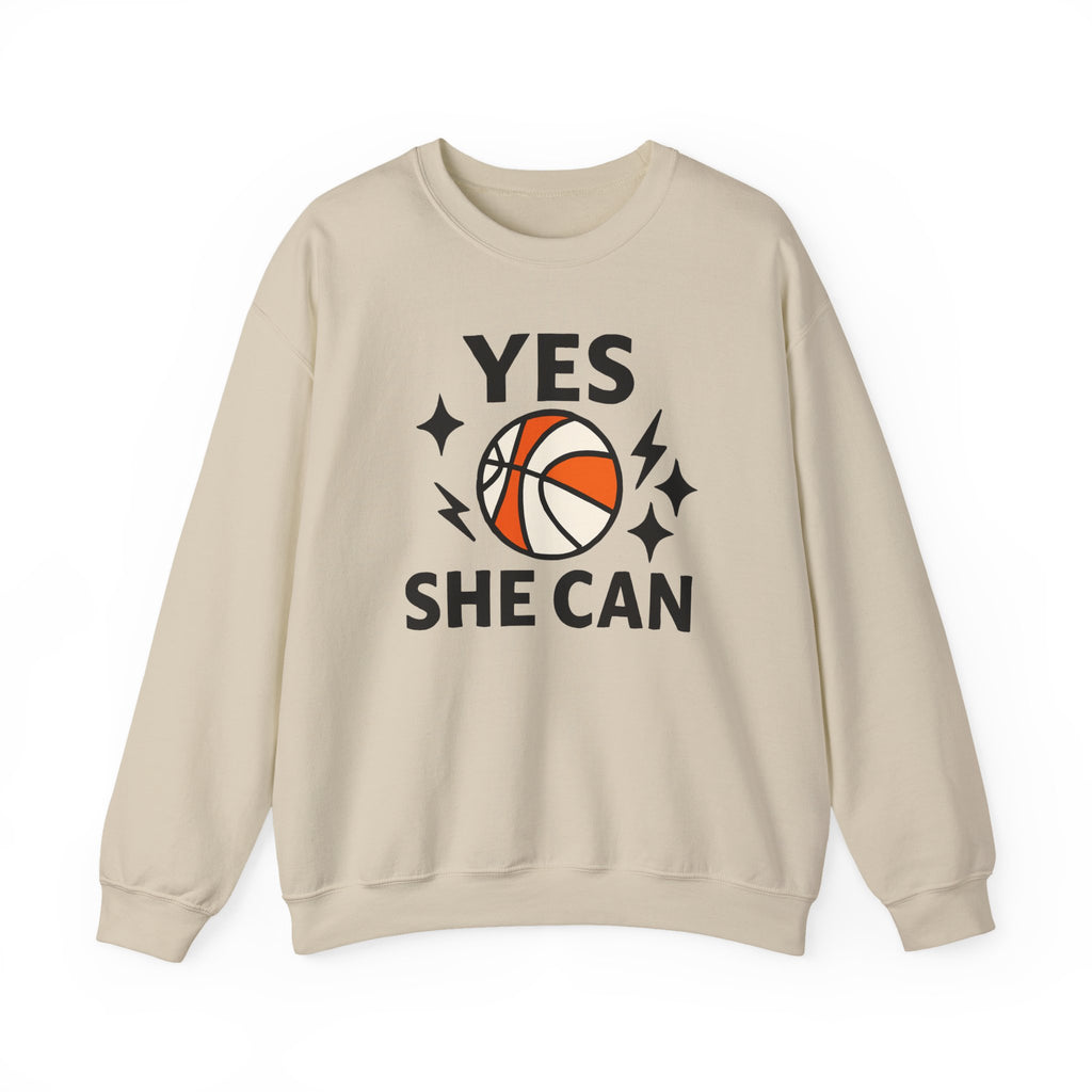 Yes, She Can Basketball Sweatshirt, Unisex Crewneck