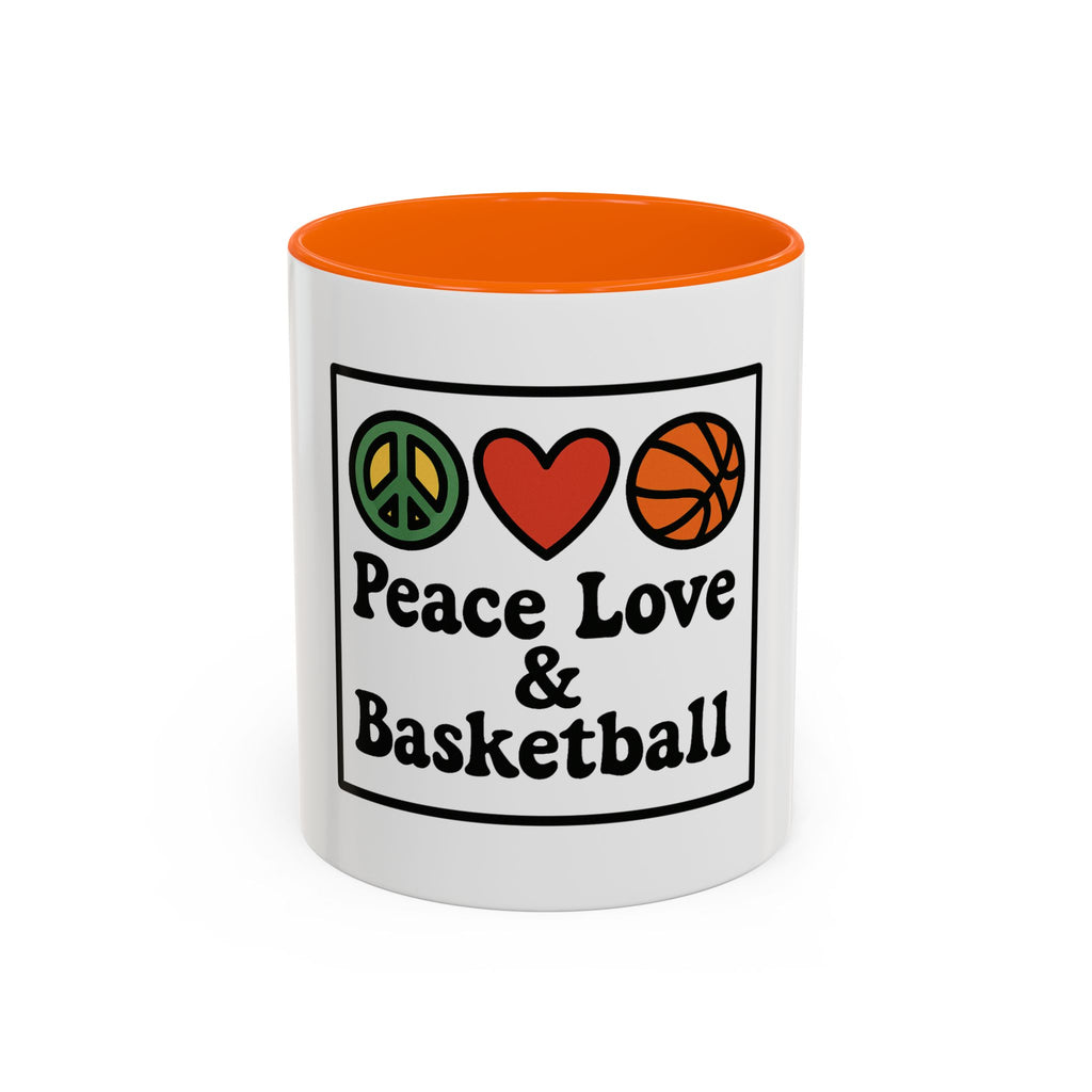 Accent Coffee Mug with Peace, Love & Basketball Design
