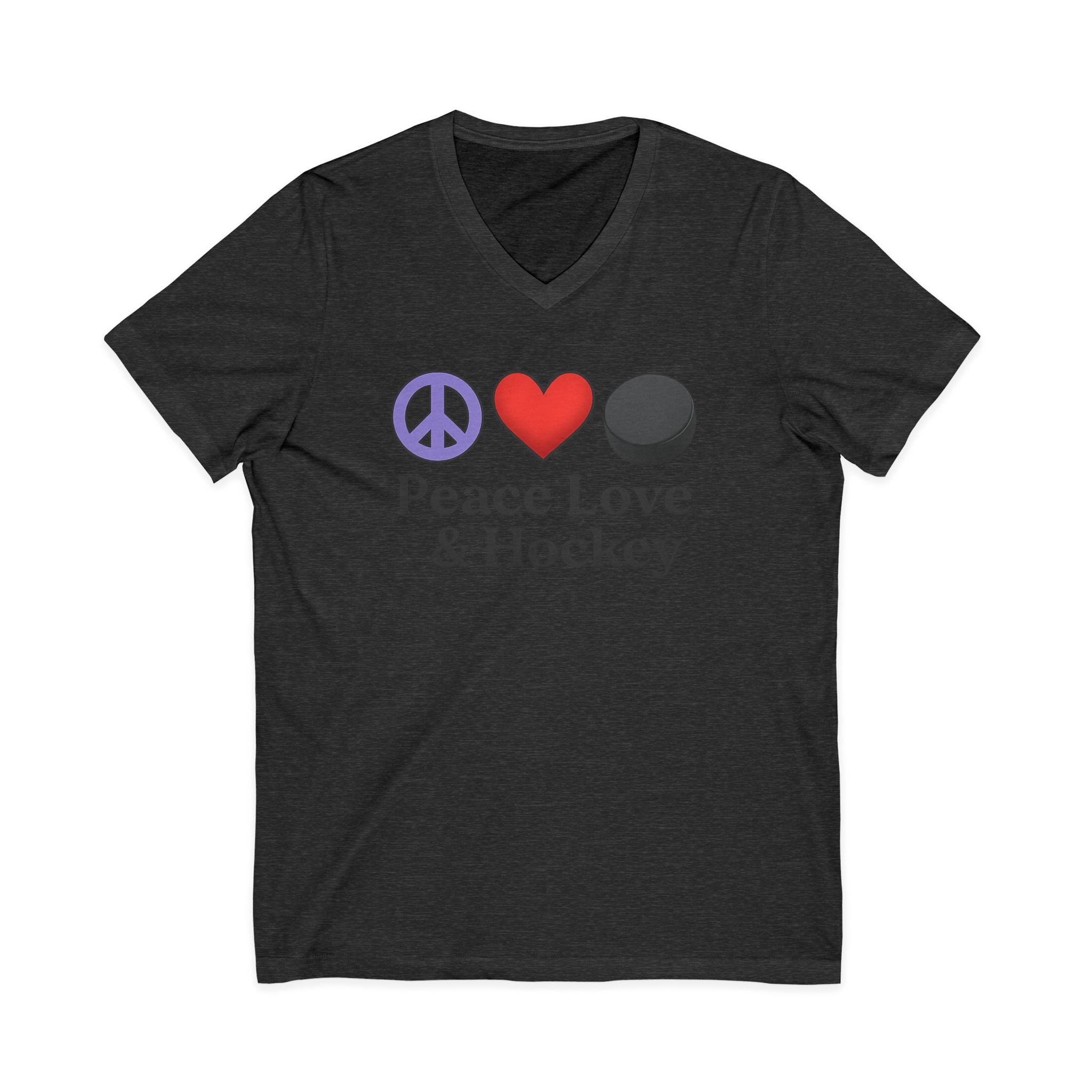 Peace Love & Hockey V-Neck Tee