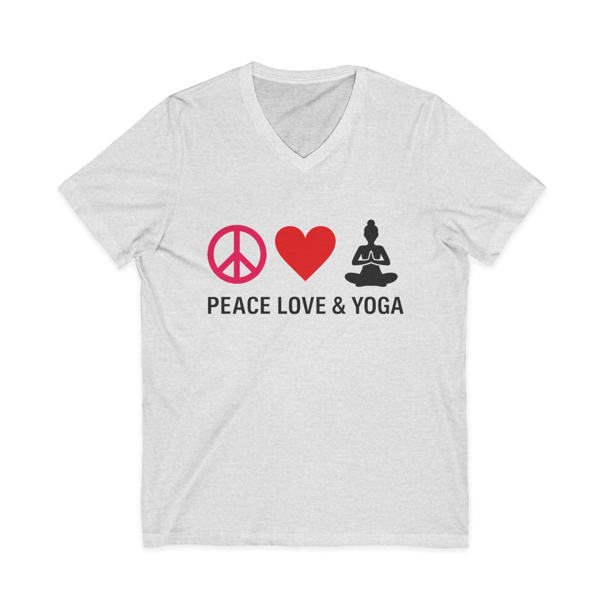 Peace Love & Yoga V-Neck Tee