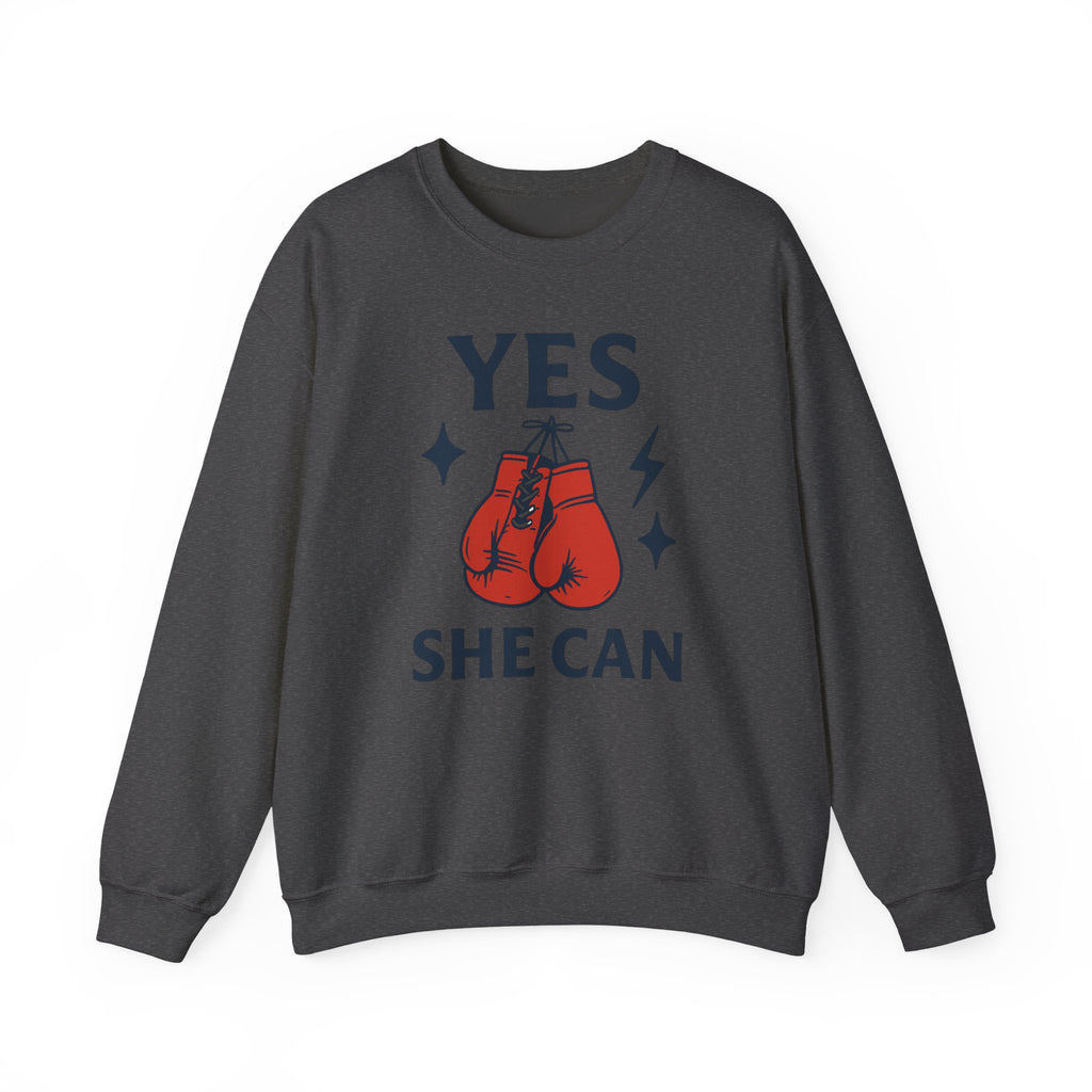 Yes, She Can Boxing Sweatshirt, Unisex Crewneck