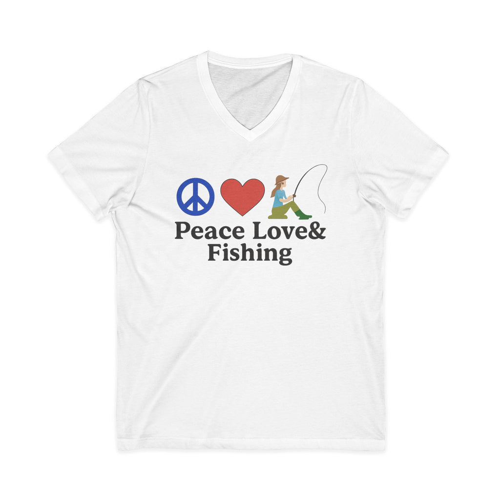 Peace, Love & Fishing V-Neck Tee