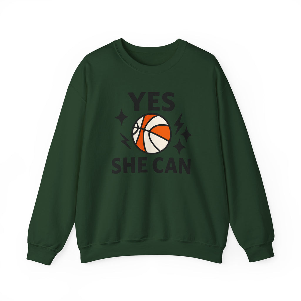 Yes, She Can Basketball Sweatshirt, Unisex Crewneck
