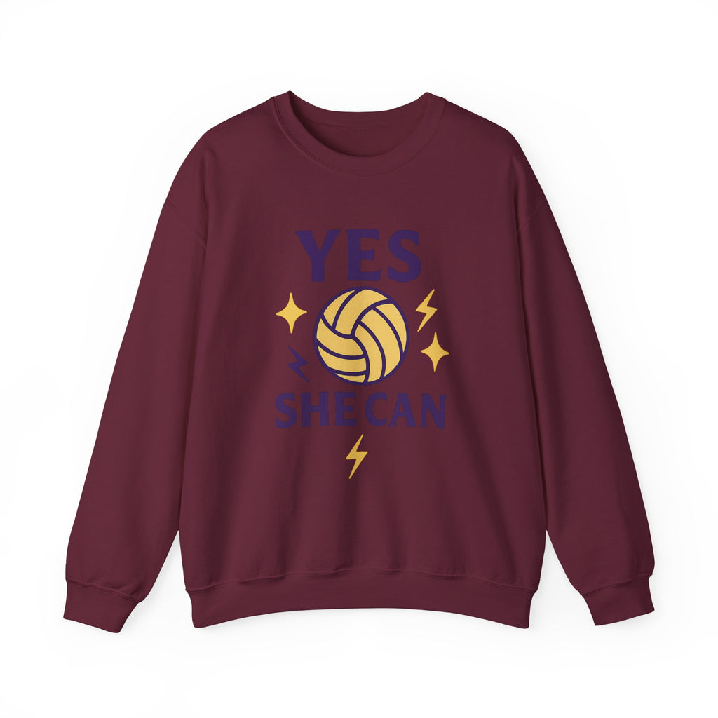 Yes, She Can Volleyball Sweatshirt, Unisex Crewneck