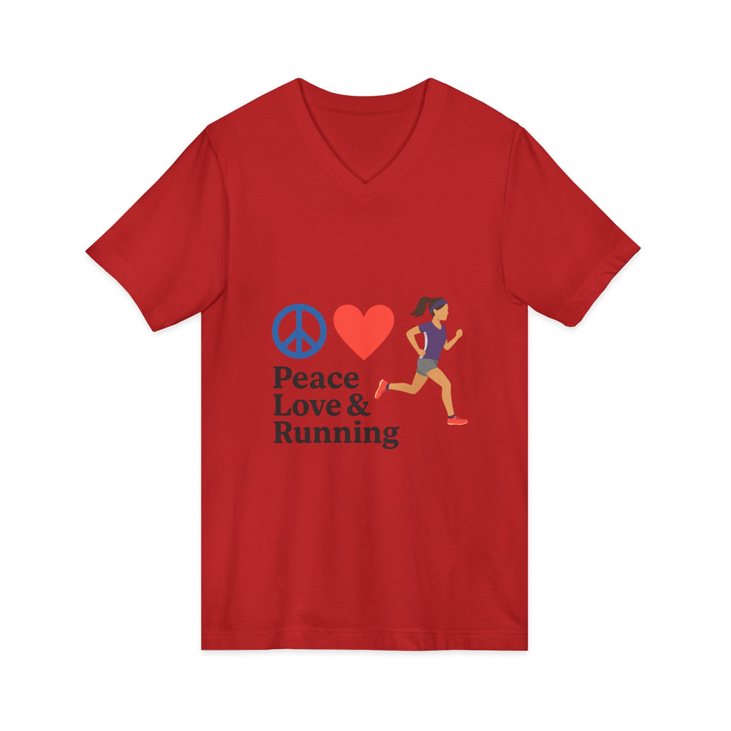Peace Love & Running V-Neck Tee