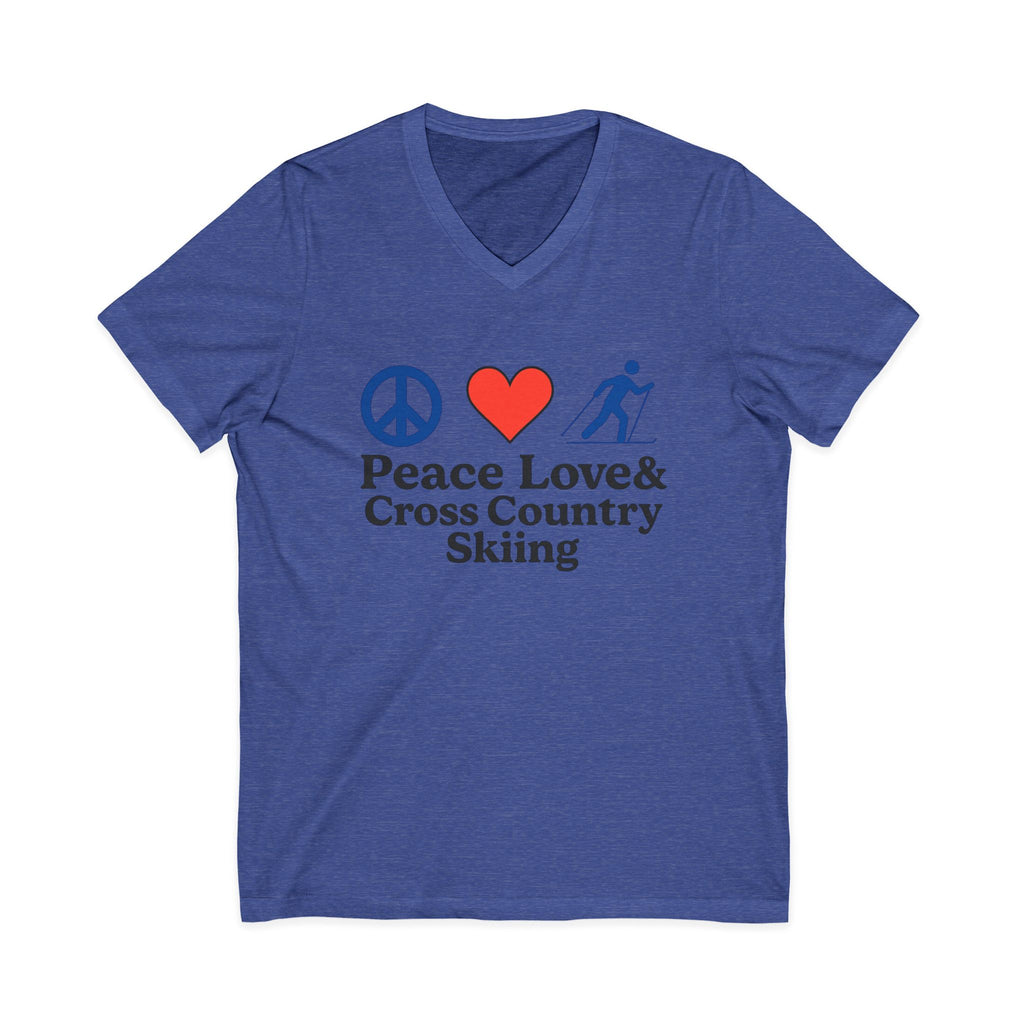 Peace Love & Cross Country Skiing V-Neck Tee