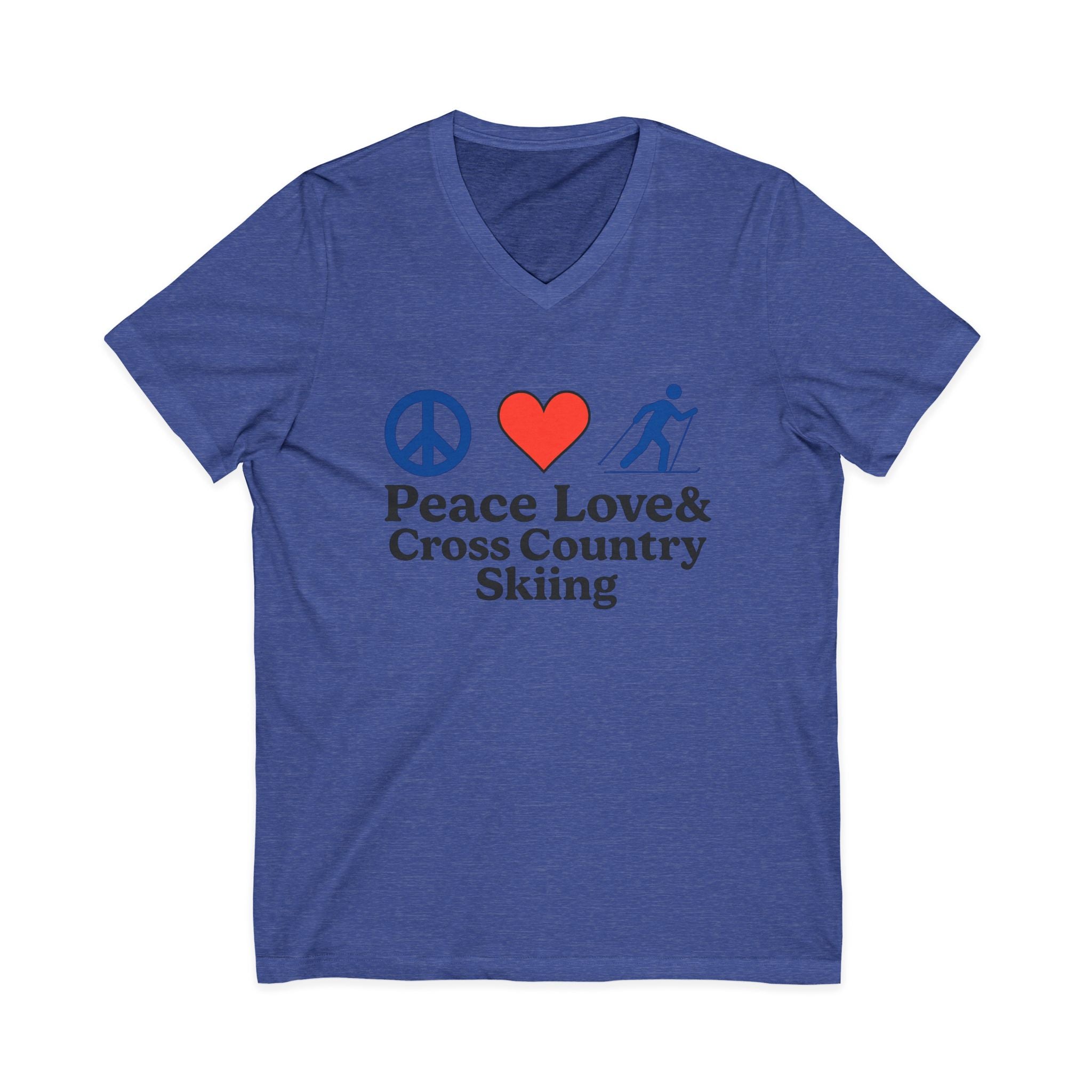 Peace Love & Cross Country Skiing V-Neck Tee