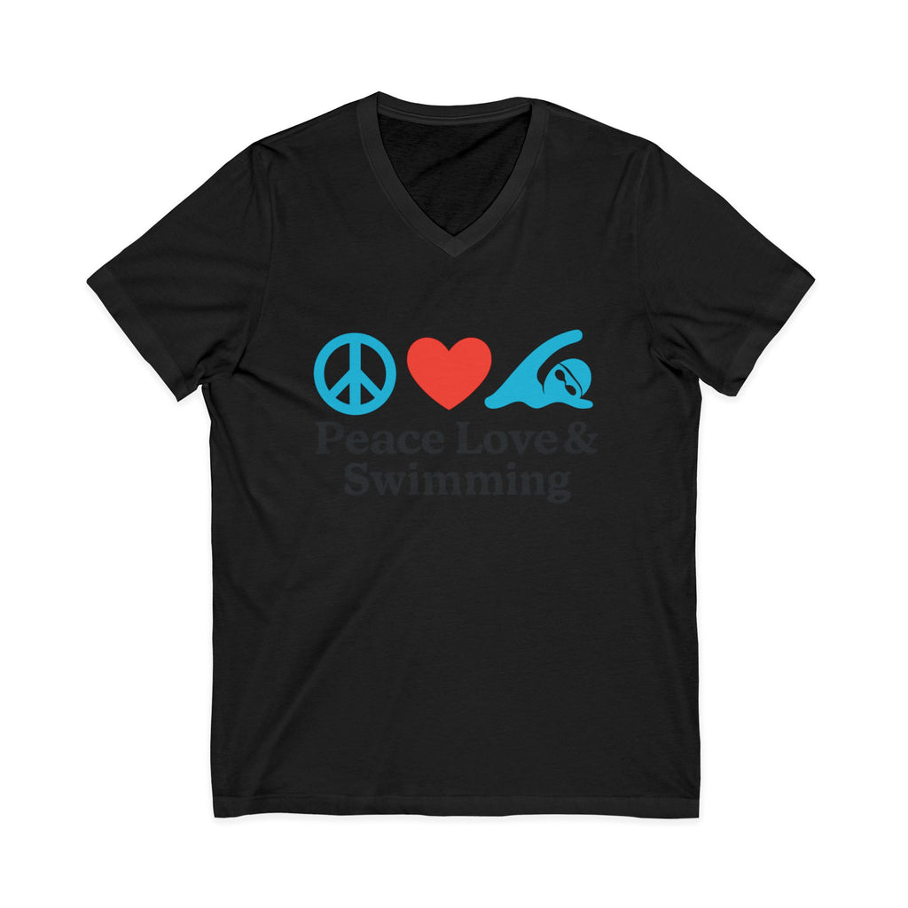 Peace Love & Swimming V-Neck Tee