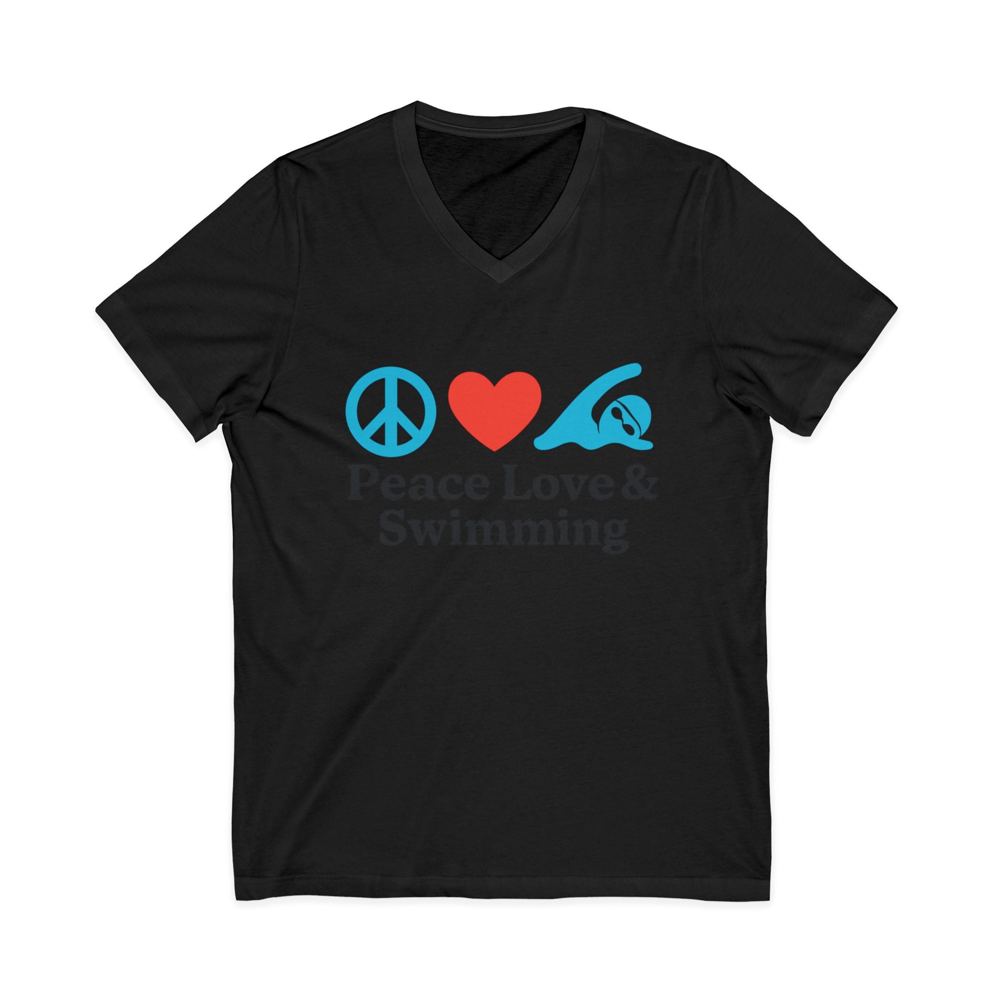 Peace Love & Swimming V-Neck Tee