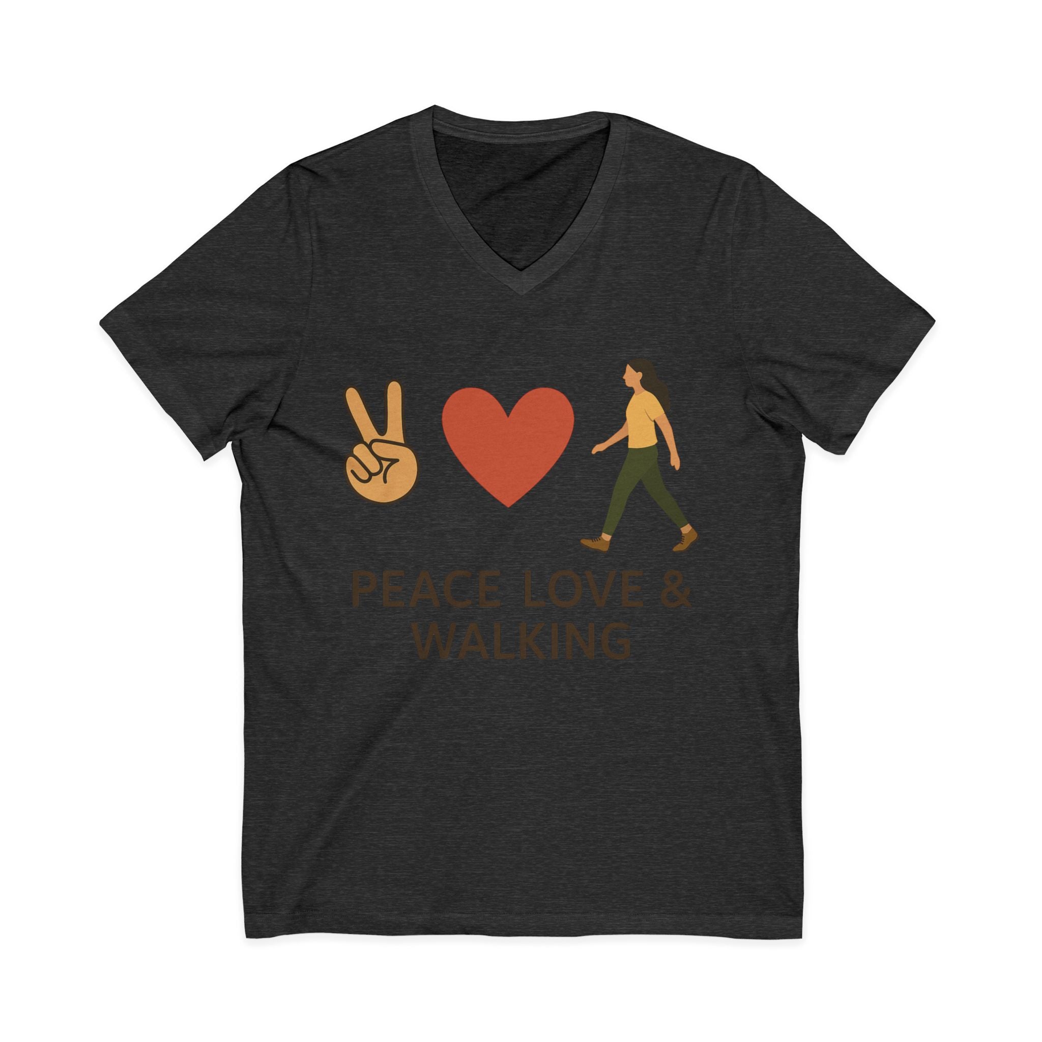 Peace, Love & Walking V-Neck Tee