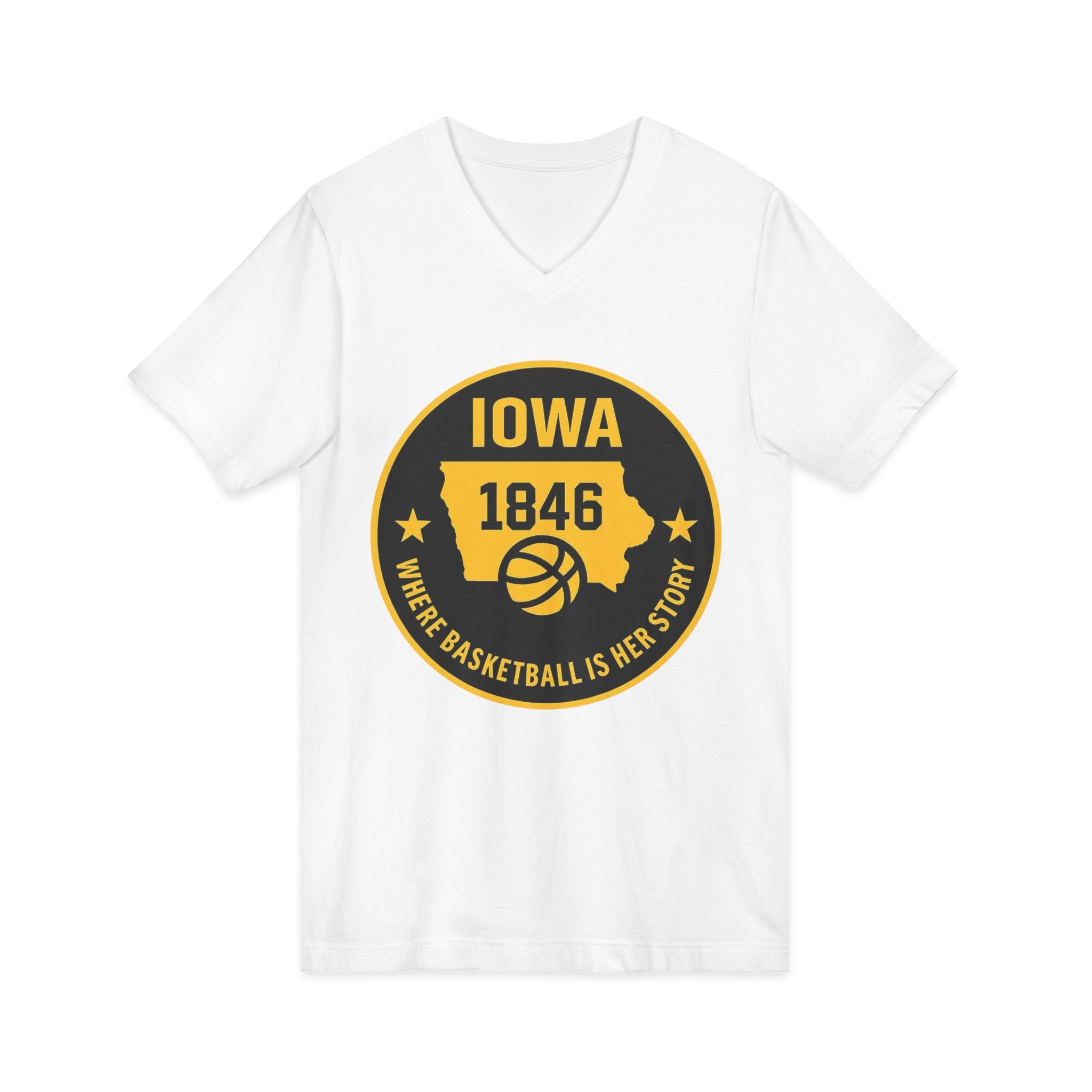 Iowa 1846 Basketball State Emblem V‑Neck Tee