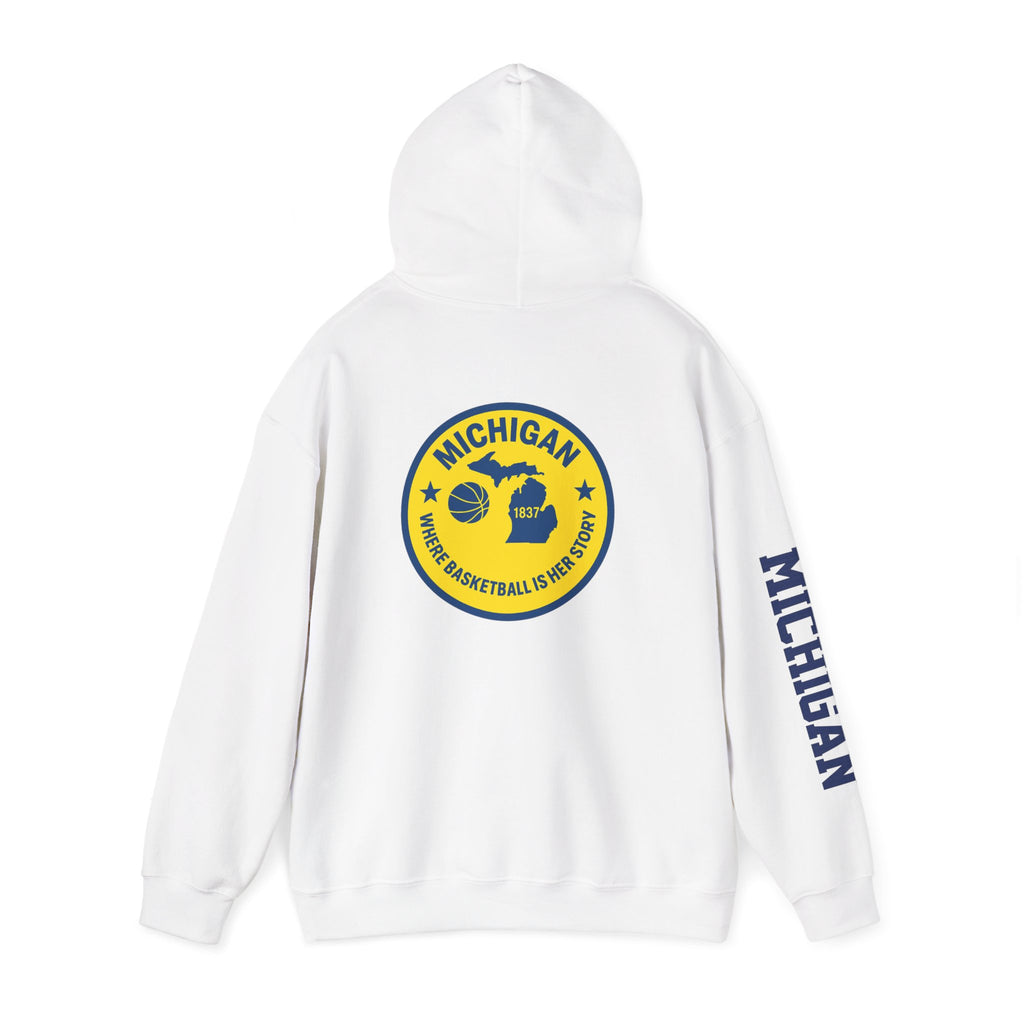 Michigan Basketball Hoodie - Home Is Where Basketball Is (Yellow/Navy)