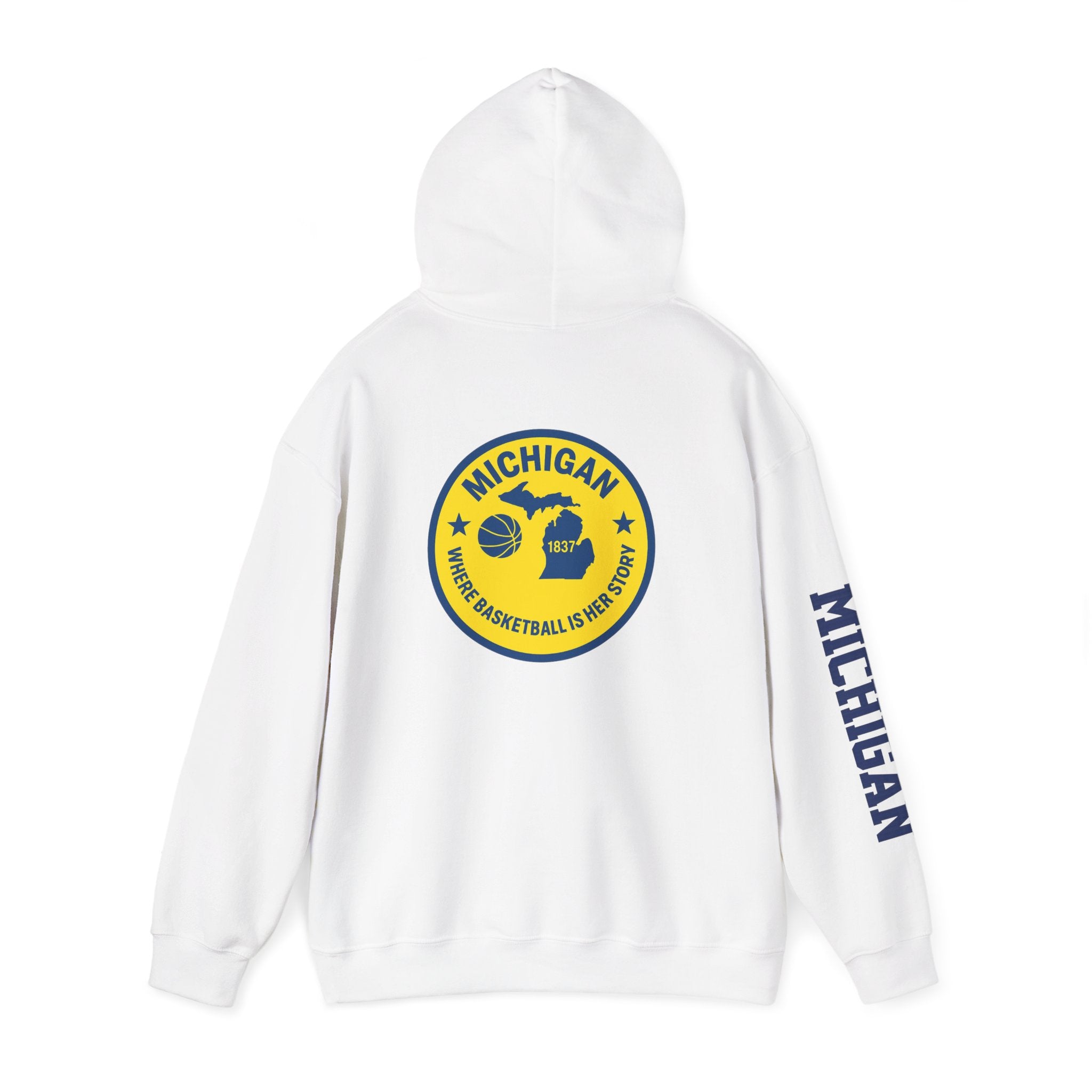 Michigan Basketball Hoodie - Home Is Where Basketball Is (Yellow/Navy)