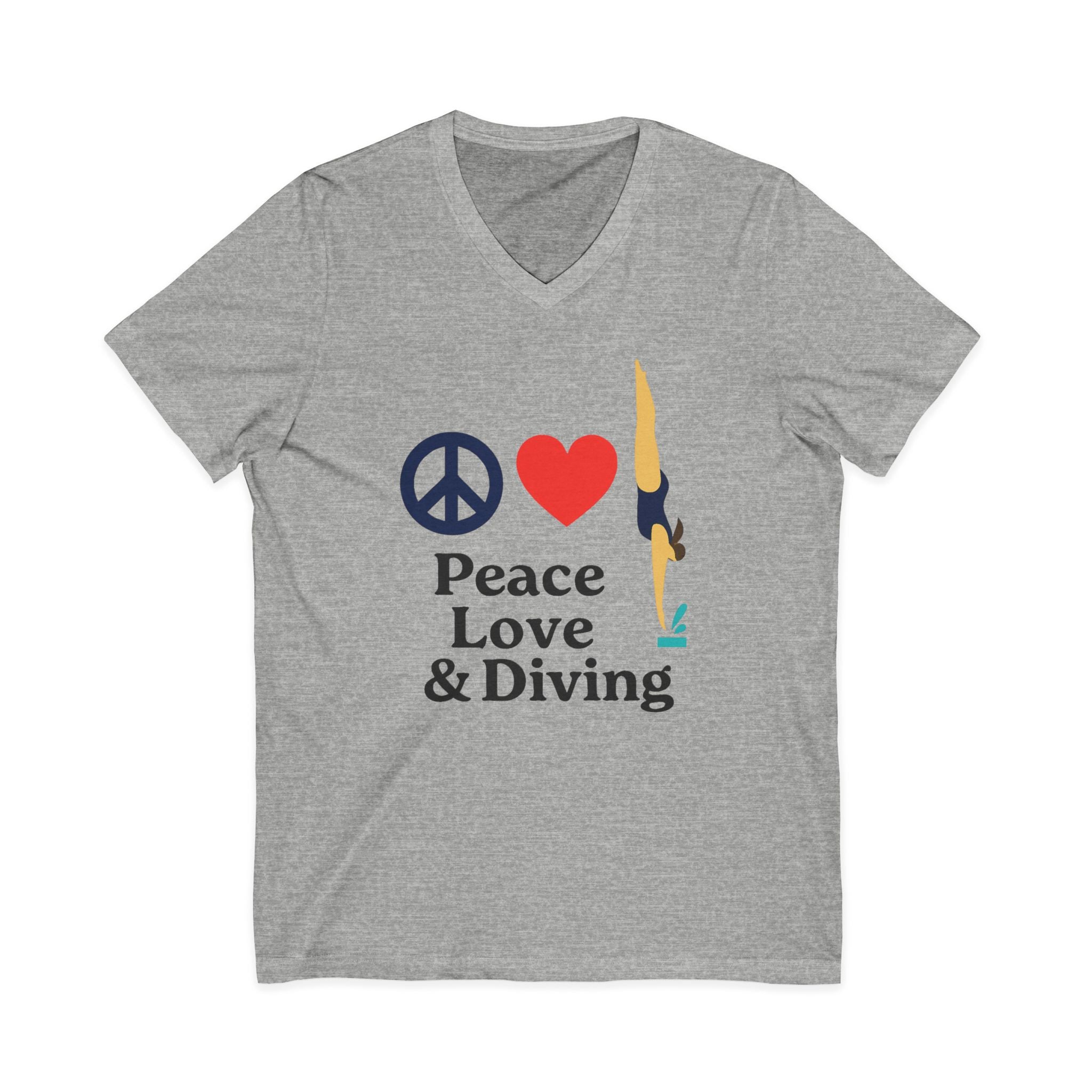 Peace Love & Diving V-Neck Tee