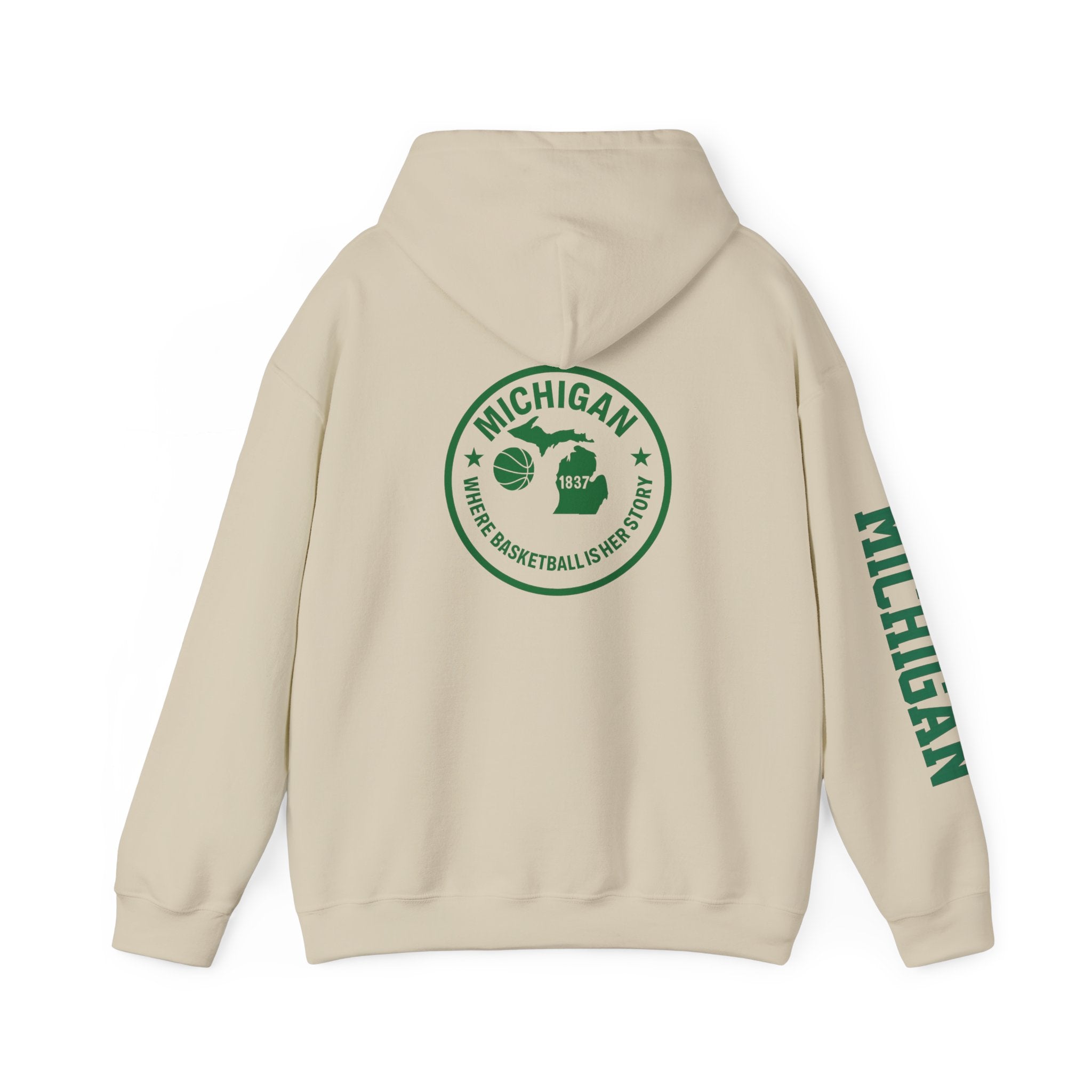 Michigan Basketball Hoodie - Retro Green Emblem "Where Basketball Is The North"