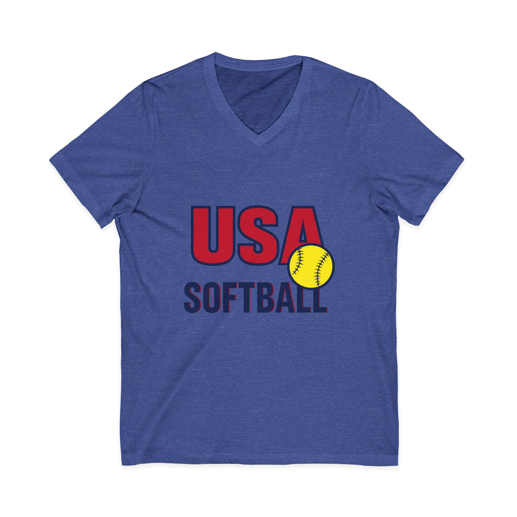 USA Softball V-Neck Tee for Sports Fans