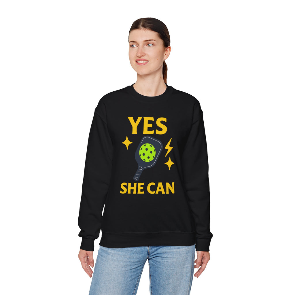 Yes, She Can Pickleball Sweatshirt, Unisex Crewneck