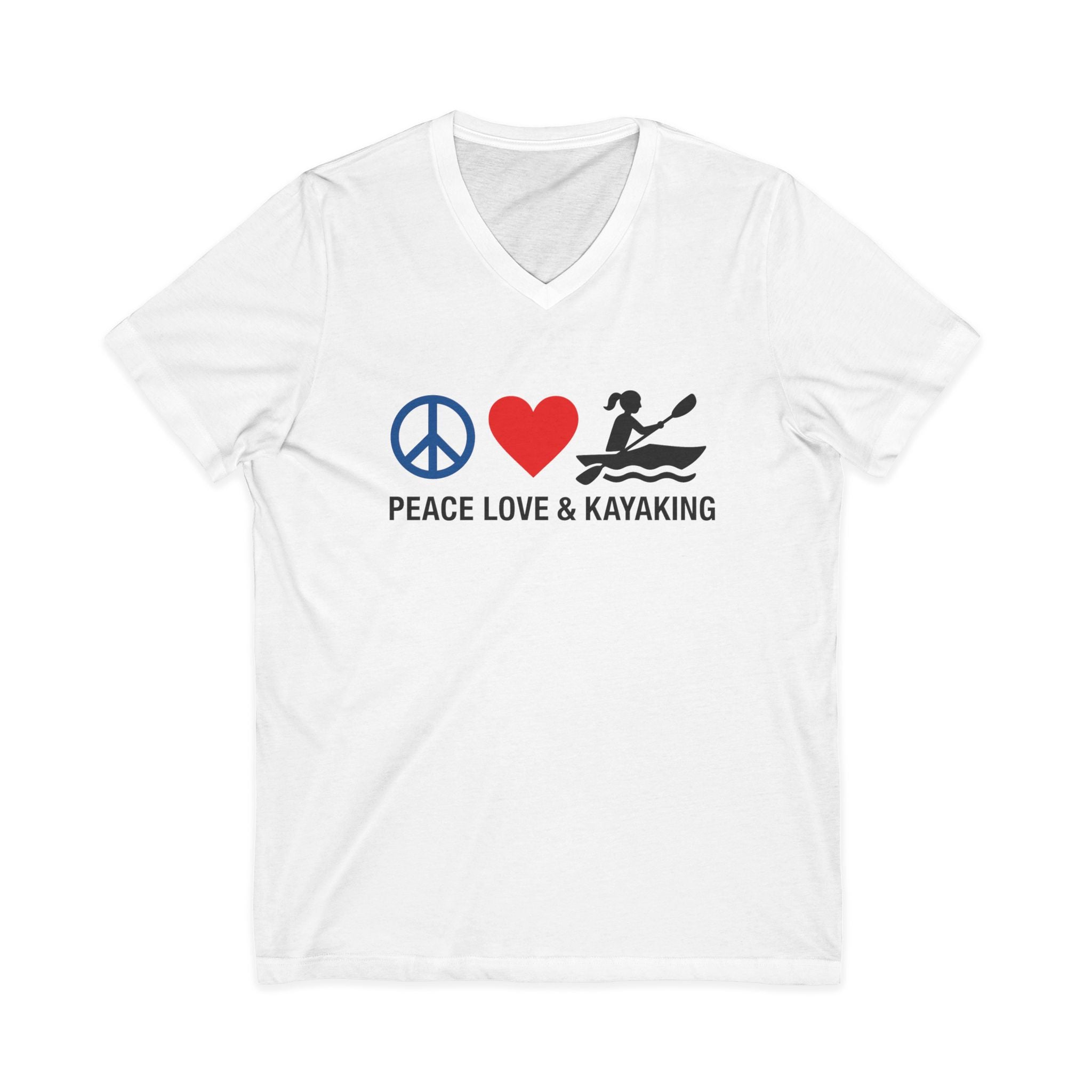 Peace Love & Kayaking V-Neck T-Shirt