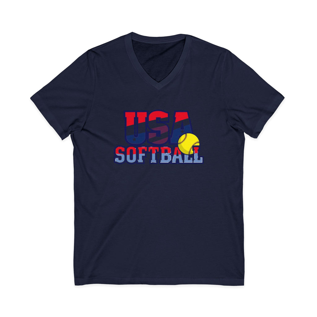 USA Softball V-Neck Tee for Sports Fans