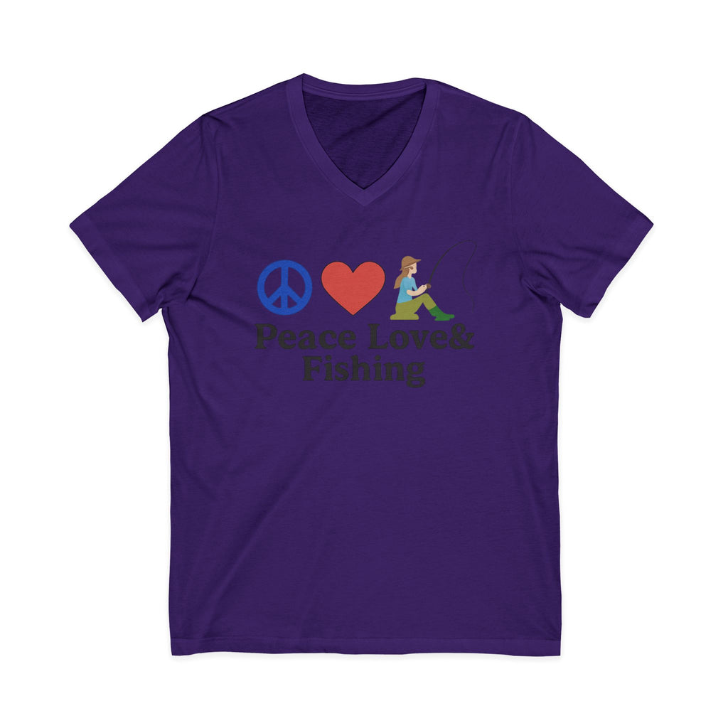 Peace Love & Fishing V-Neck Tee
