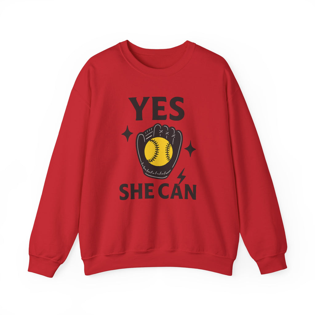 Yes, She Can Softball Sweatshirt, Unisex Crewneck
